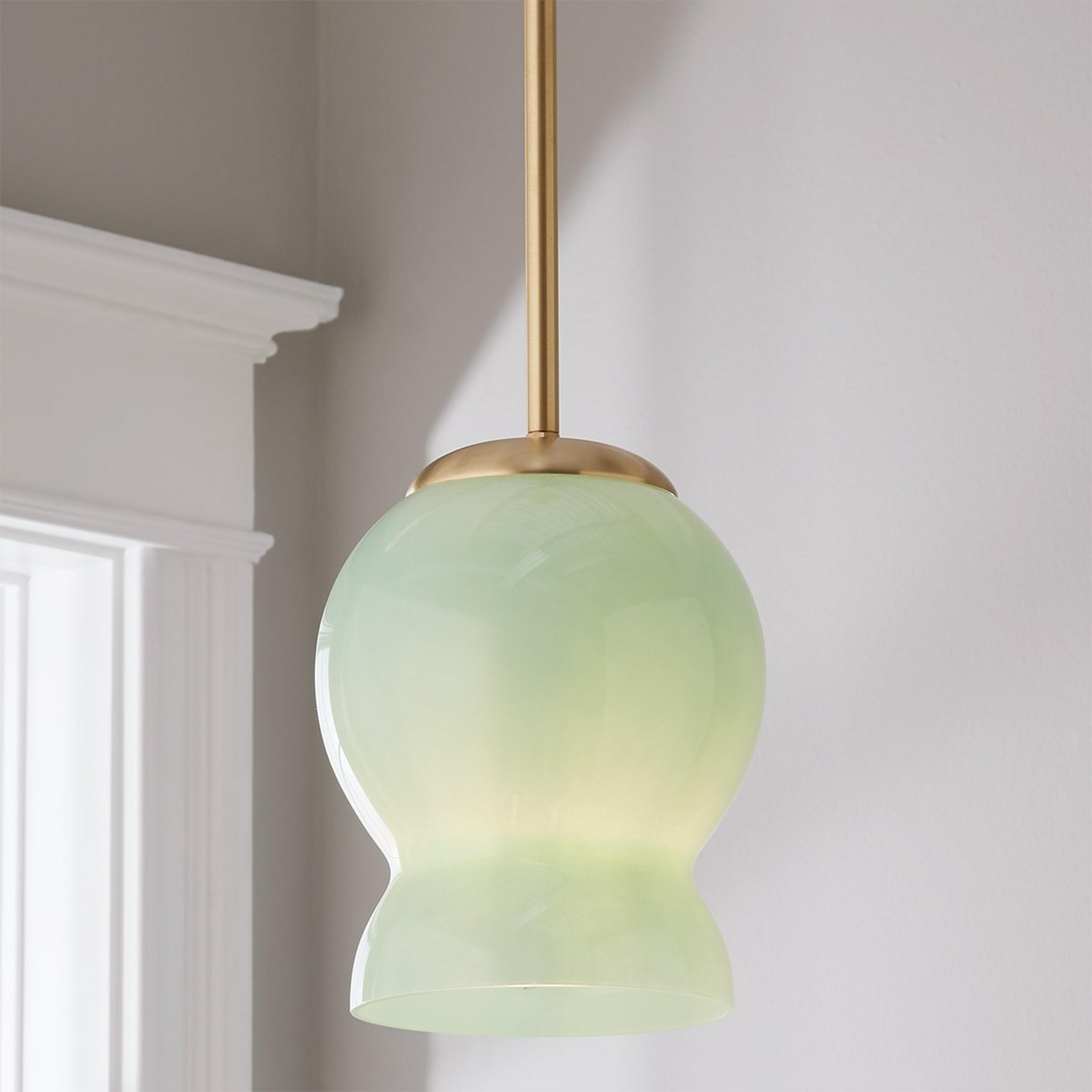 A Flared Bulb Pendant with Brushed Brass / Jade Green  color