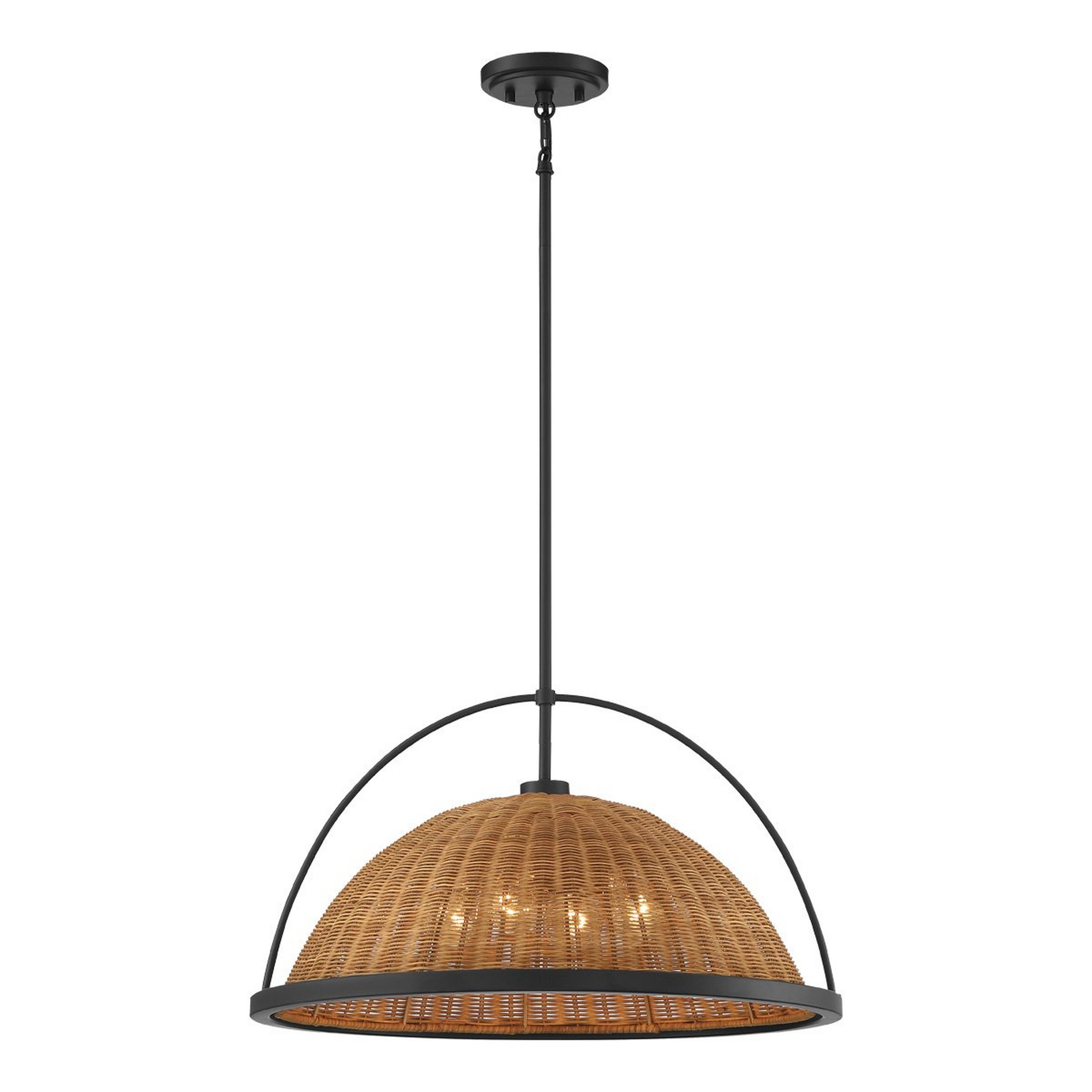 A Carly Rattan Pendant - Large with Bronze / Natural Rattan color