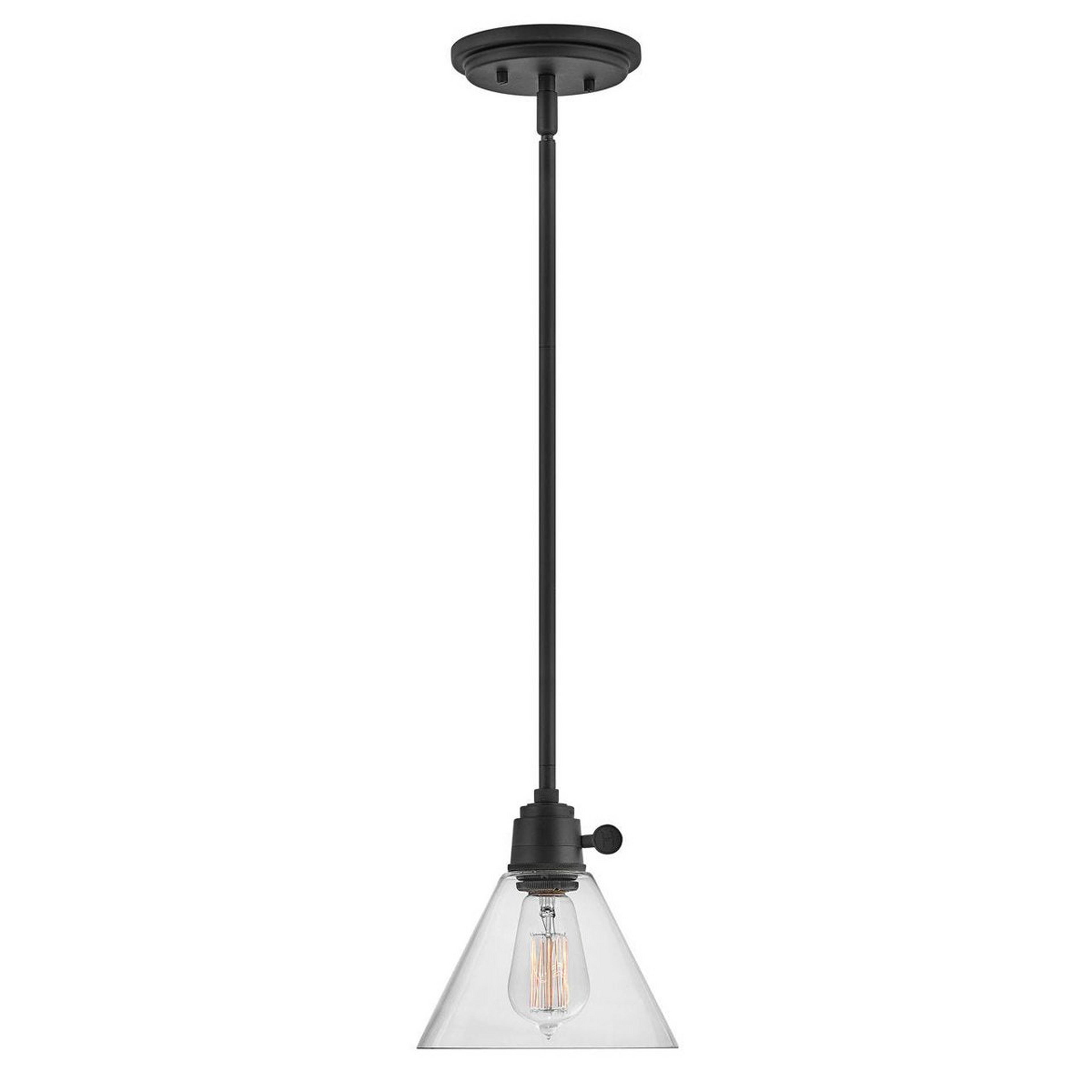 A Cyrus Pendant - Glass Shade with Black / Clear Glass color