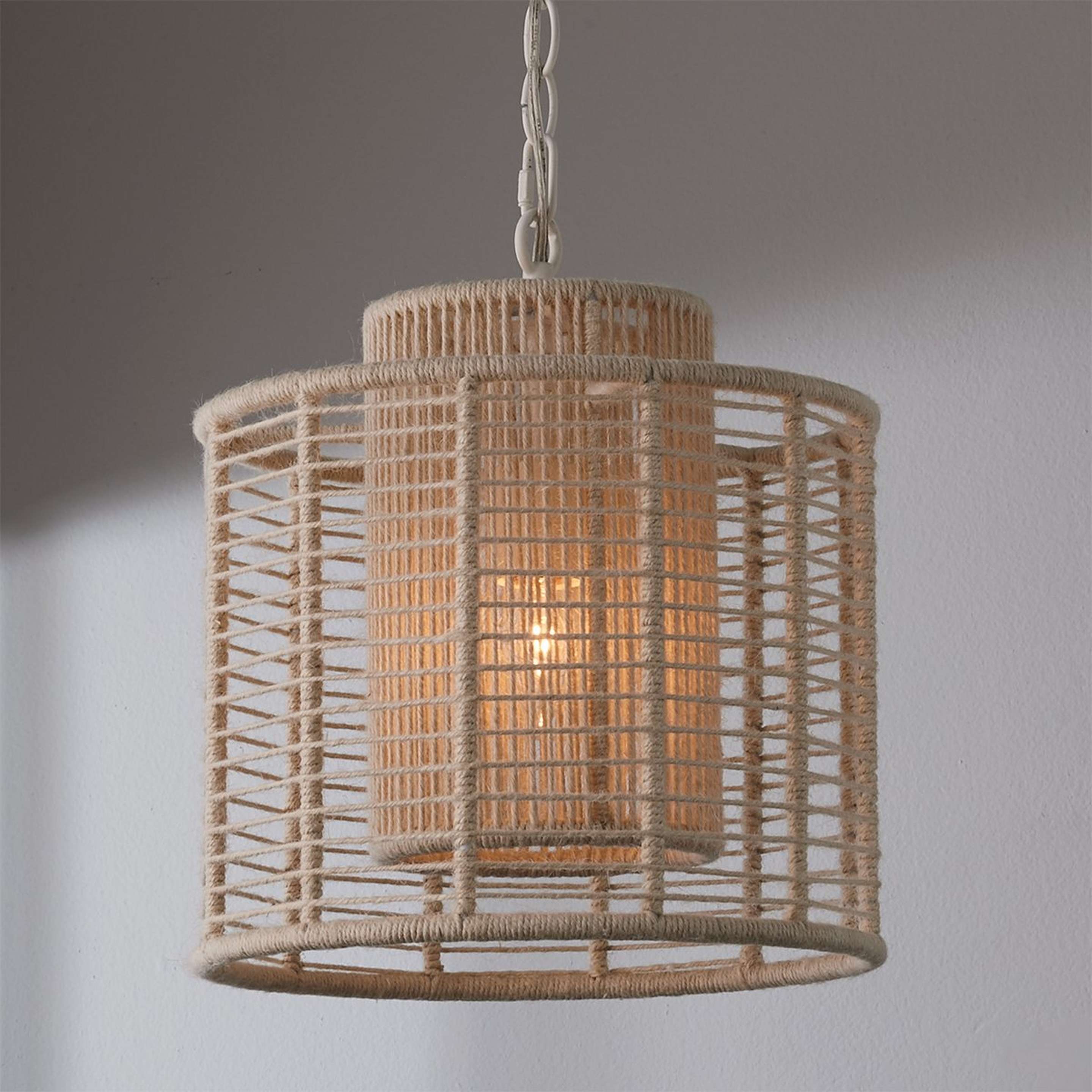 A Jute Veil Pendant with White / Weathered White Jute color
