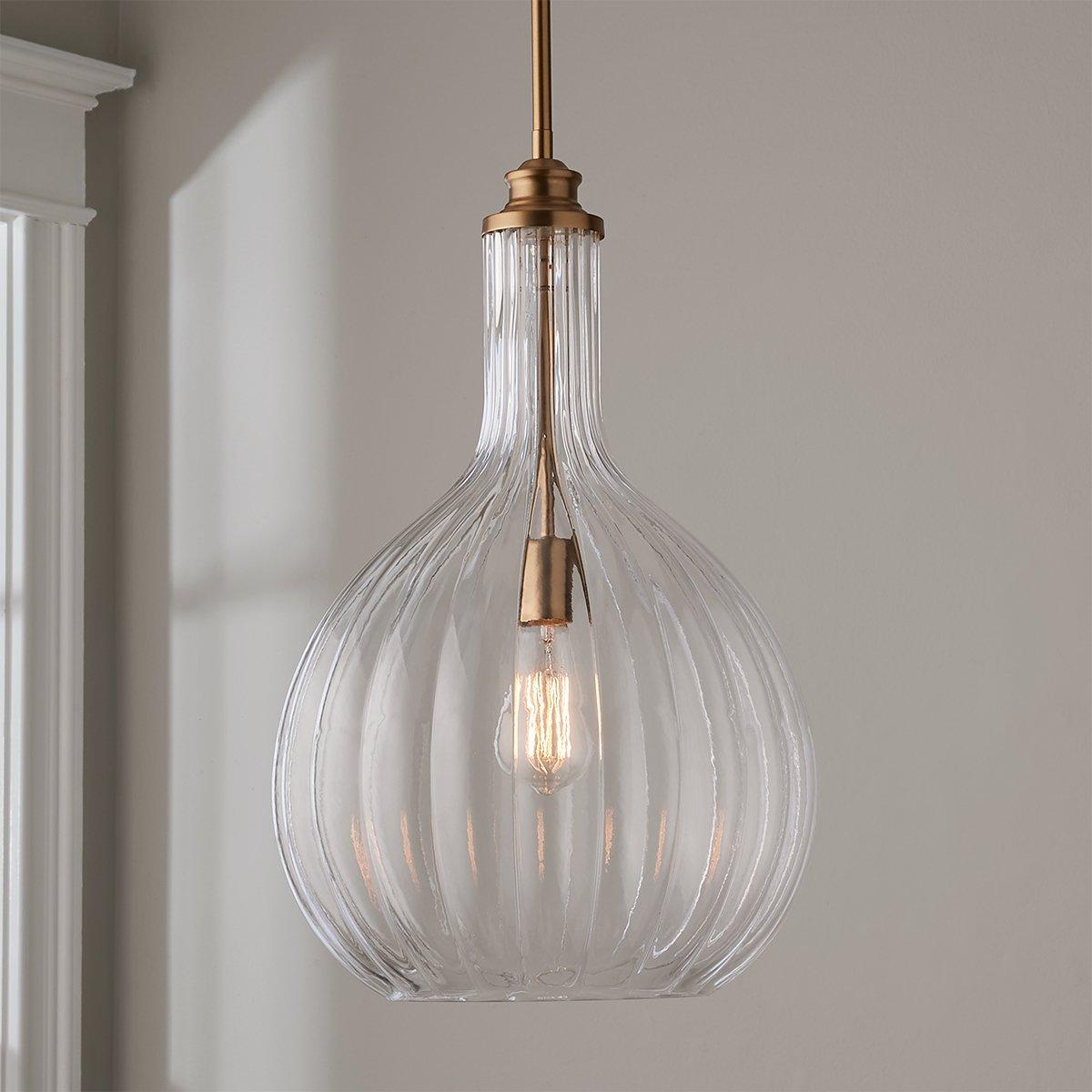 Fluted glass store pendant light