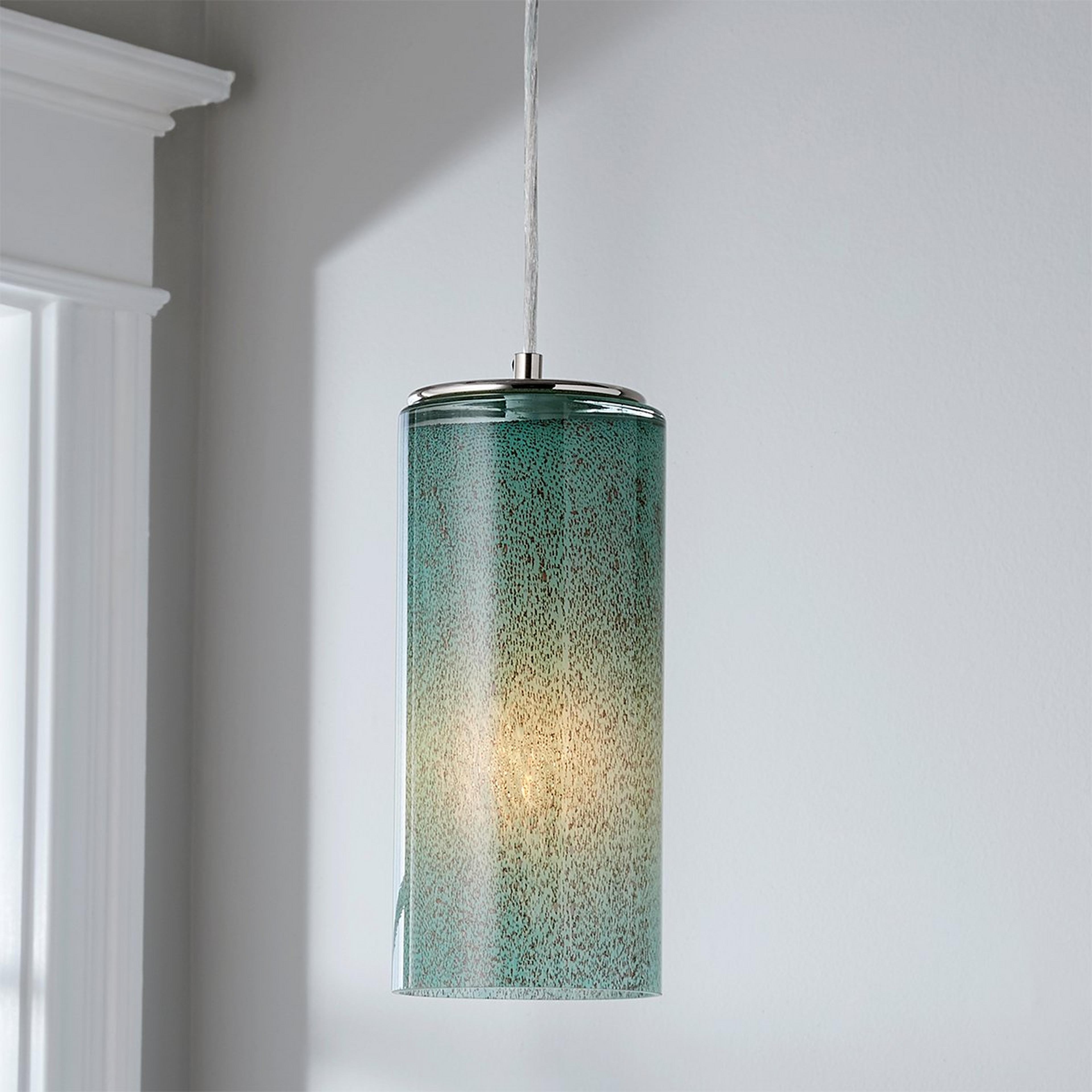 A Turquoise Gradient Bubble Pendant with Chrome / Turquoise color