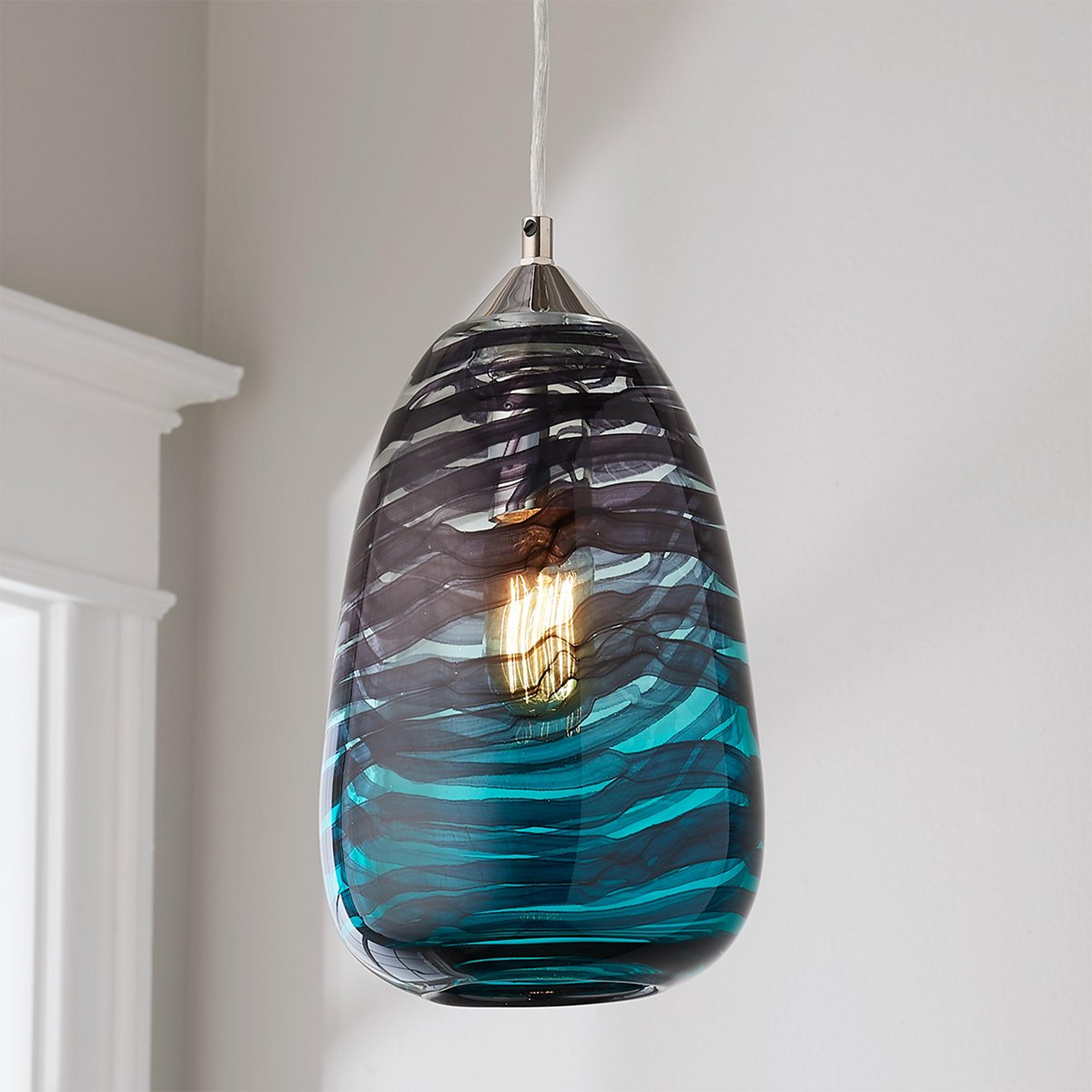 A Mariana Pendant with Chrome / Aqua / Purple / Clear color