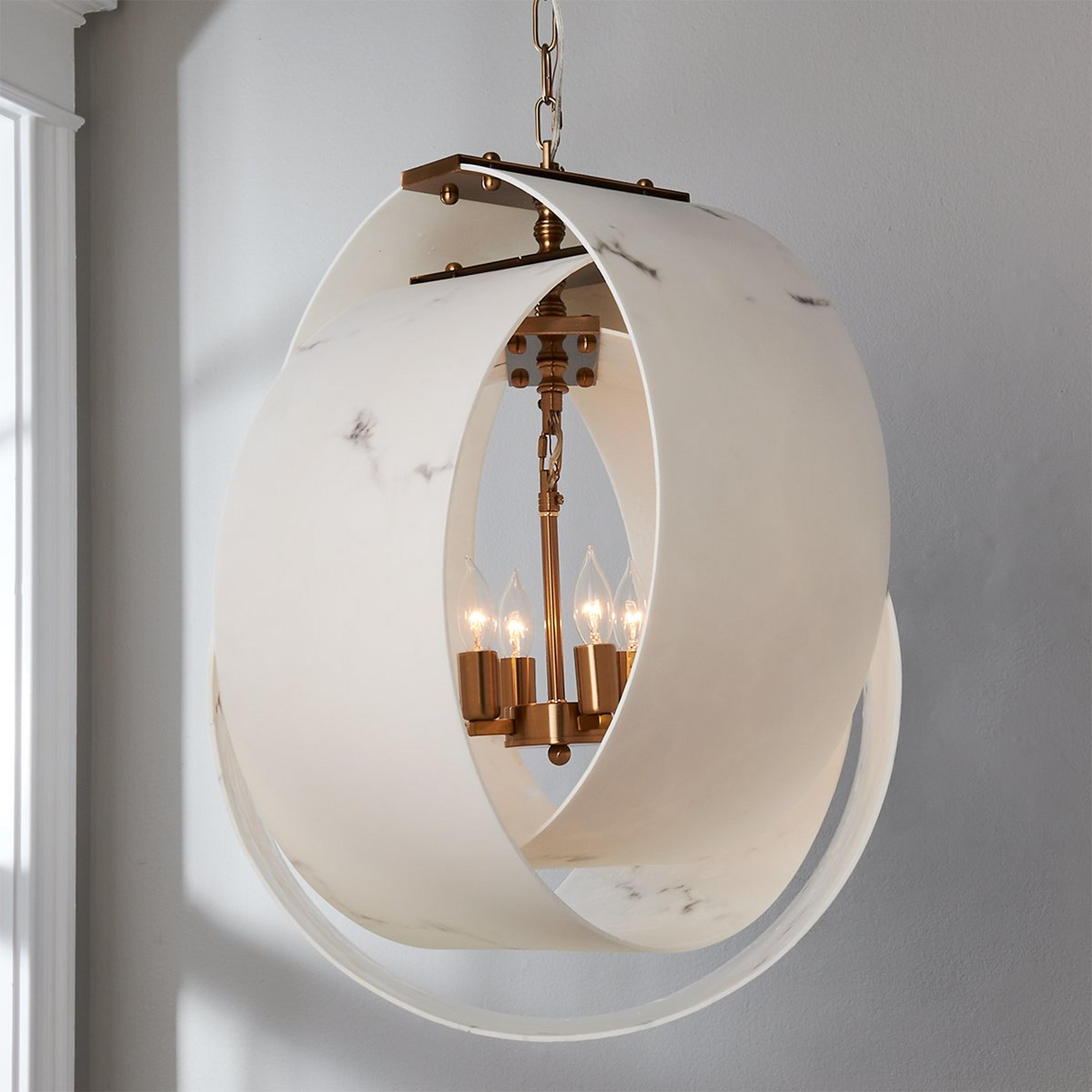 A Zerinah Pendant - Large with Antique Brass / Faux Alabaster color