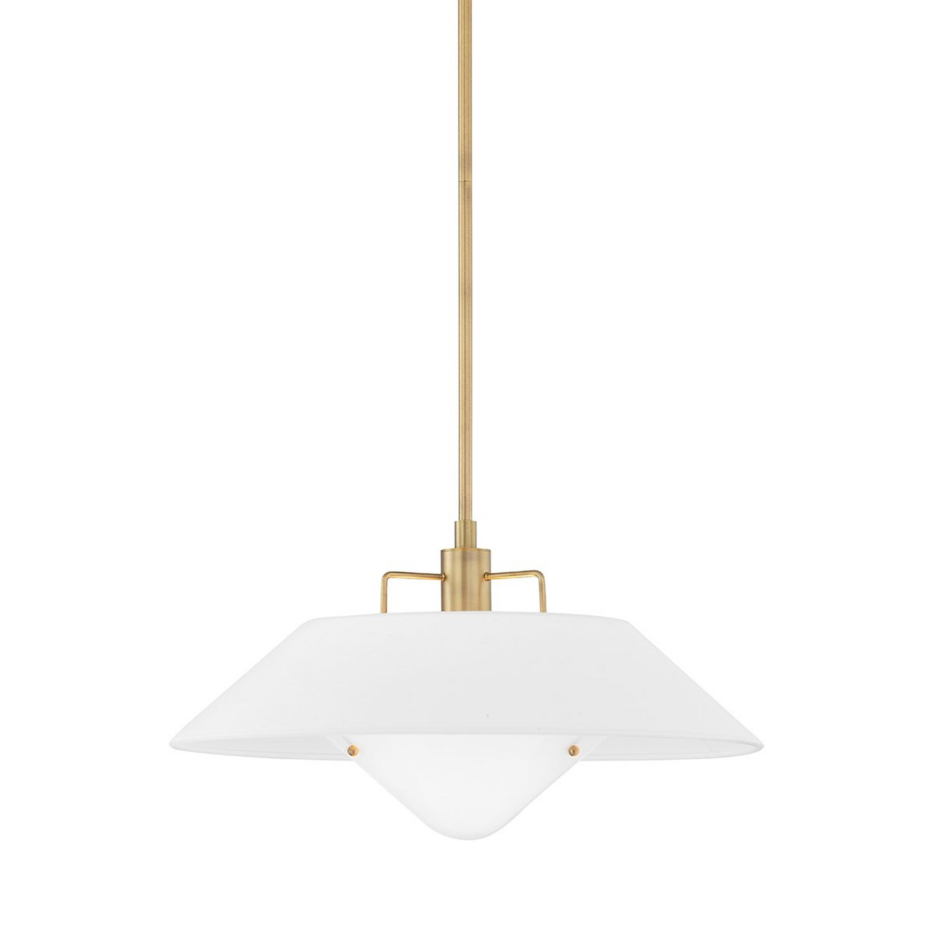 A Milos Pendant - Small with Patina Brass / White / Milk Glass  color