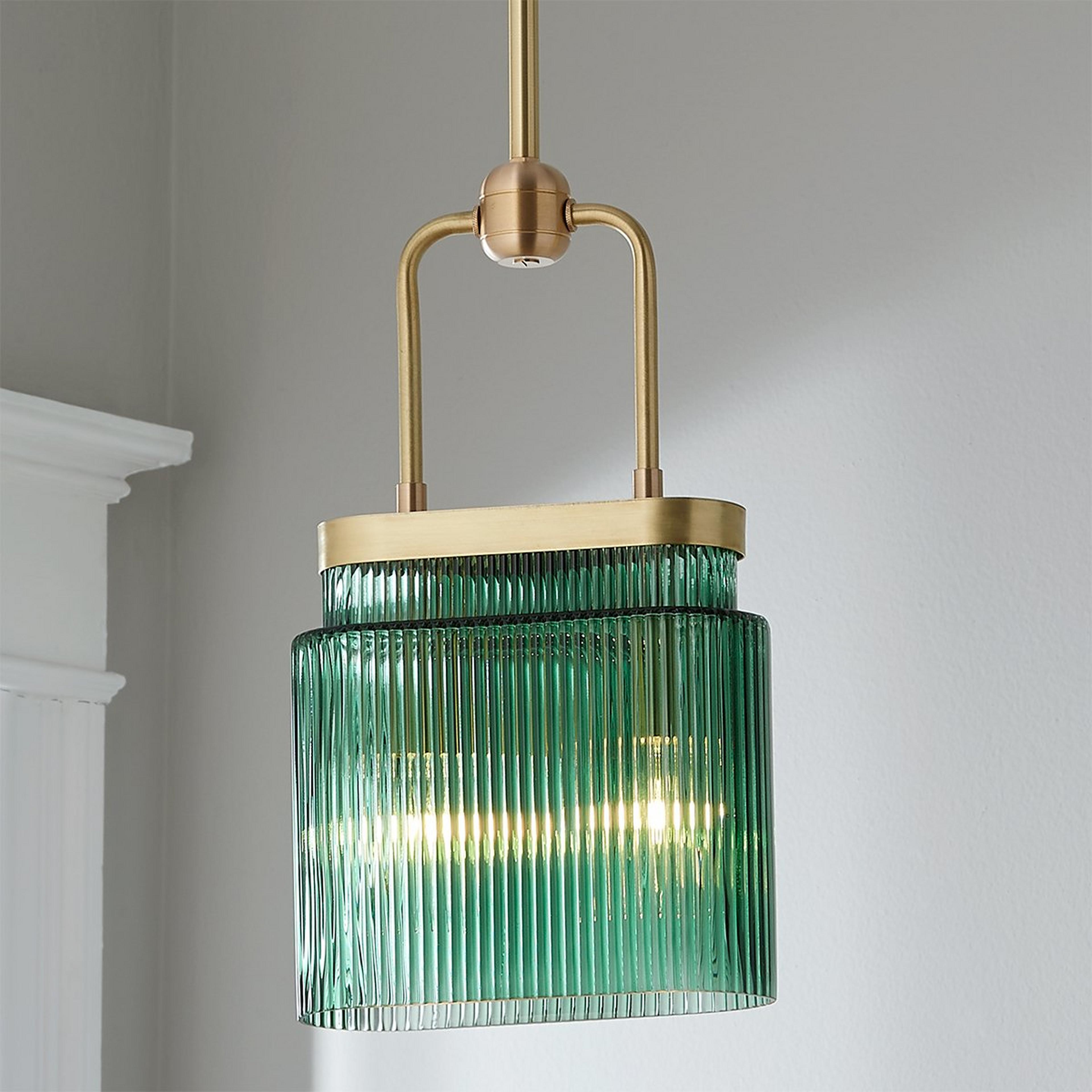 A Reeded Pharmacy Pendant with Brass / Green color
