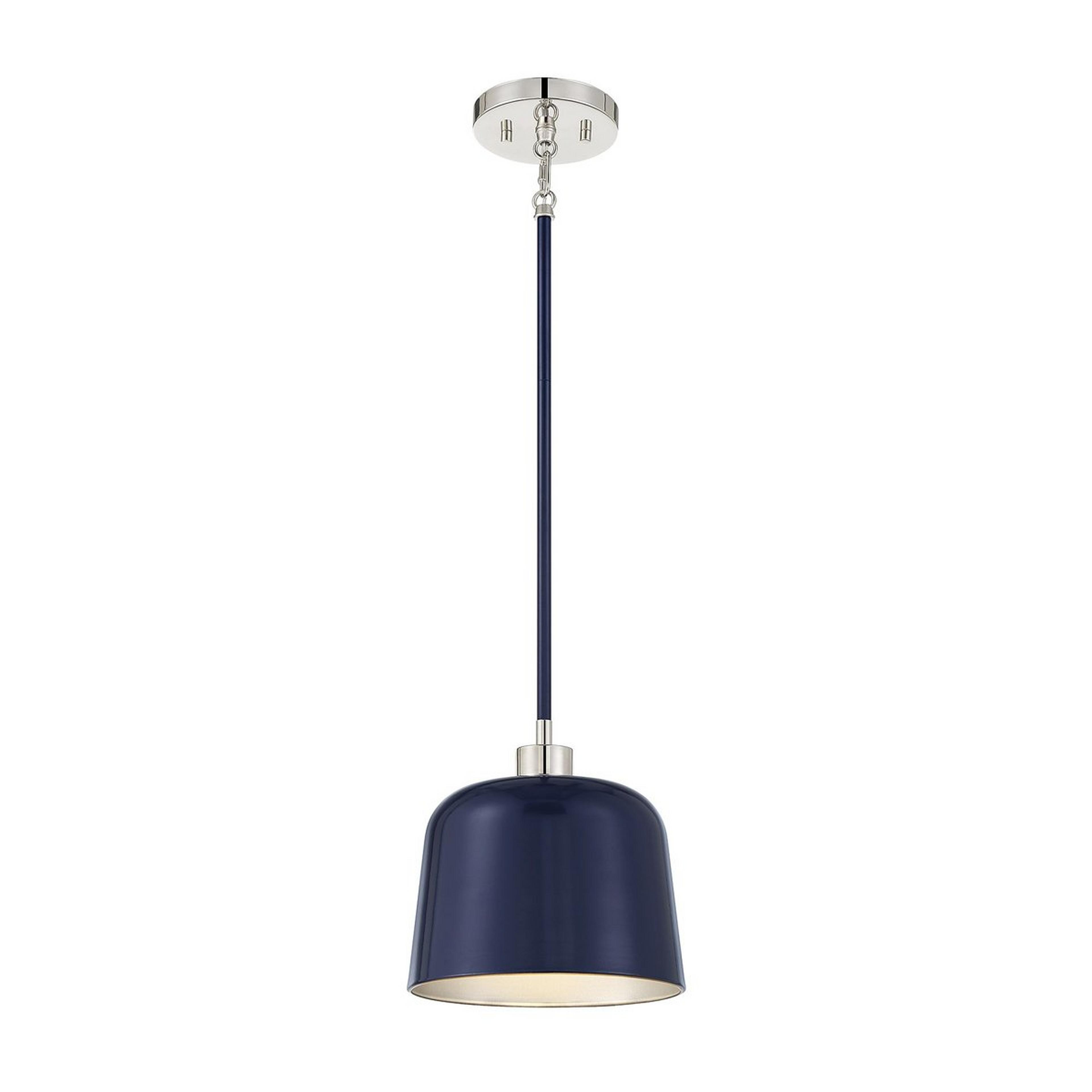 A Balzarini Pendant with Polished Nickel / Navy Blue color