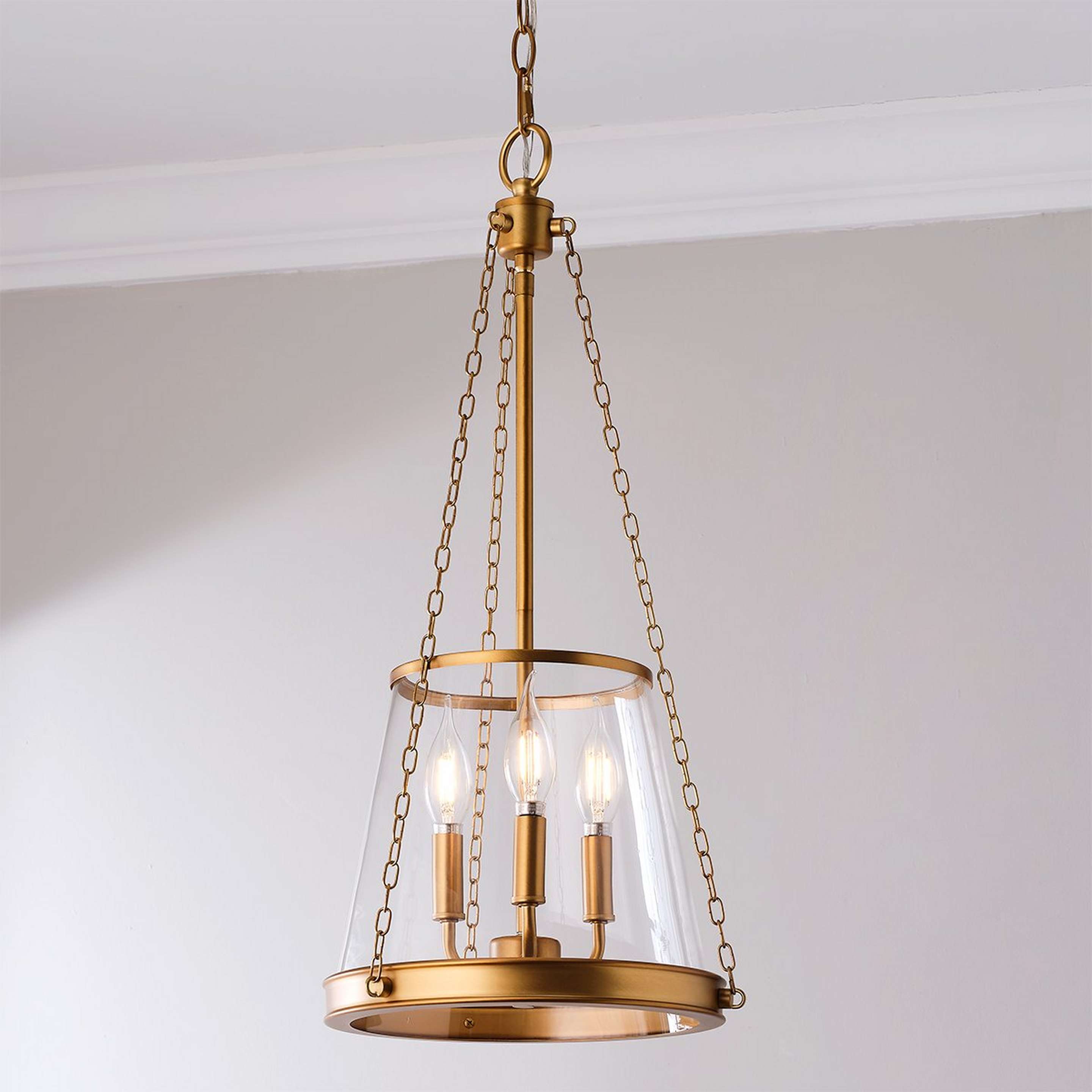 A Miery Pendant - Small with Rubbed Brass / Clear Glass color