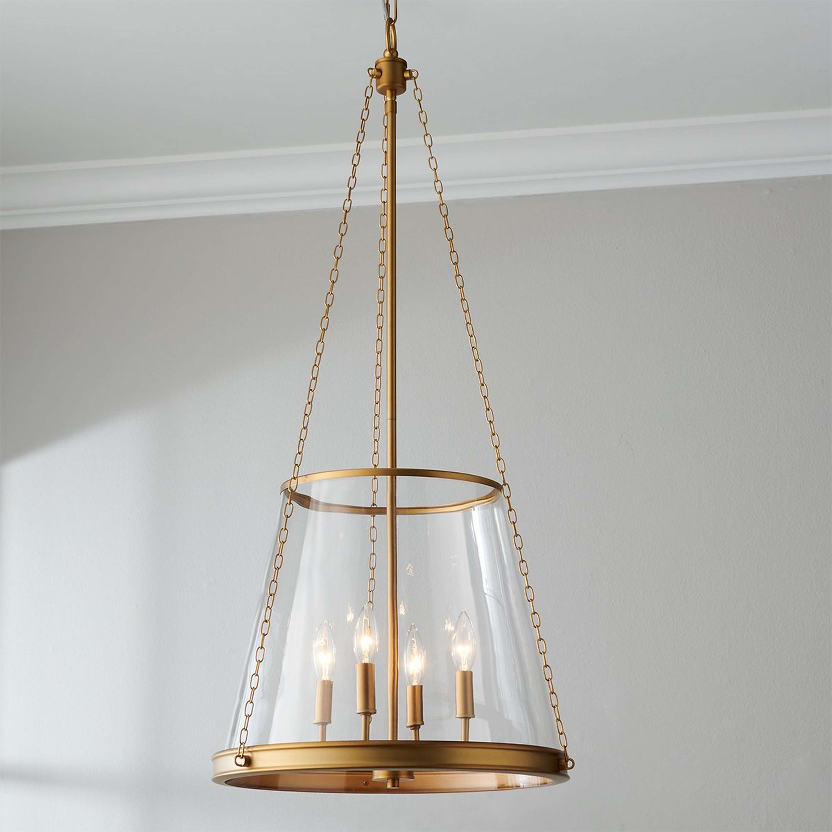 A Miery Pendant - Large with Rubbed Brass / Clear Glass color