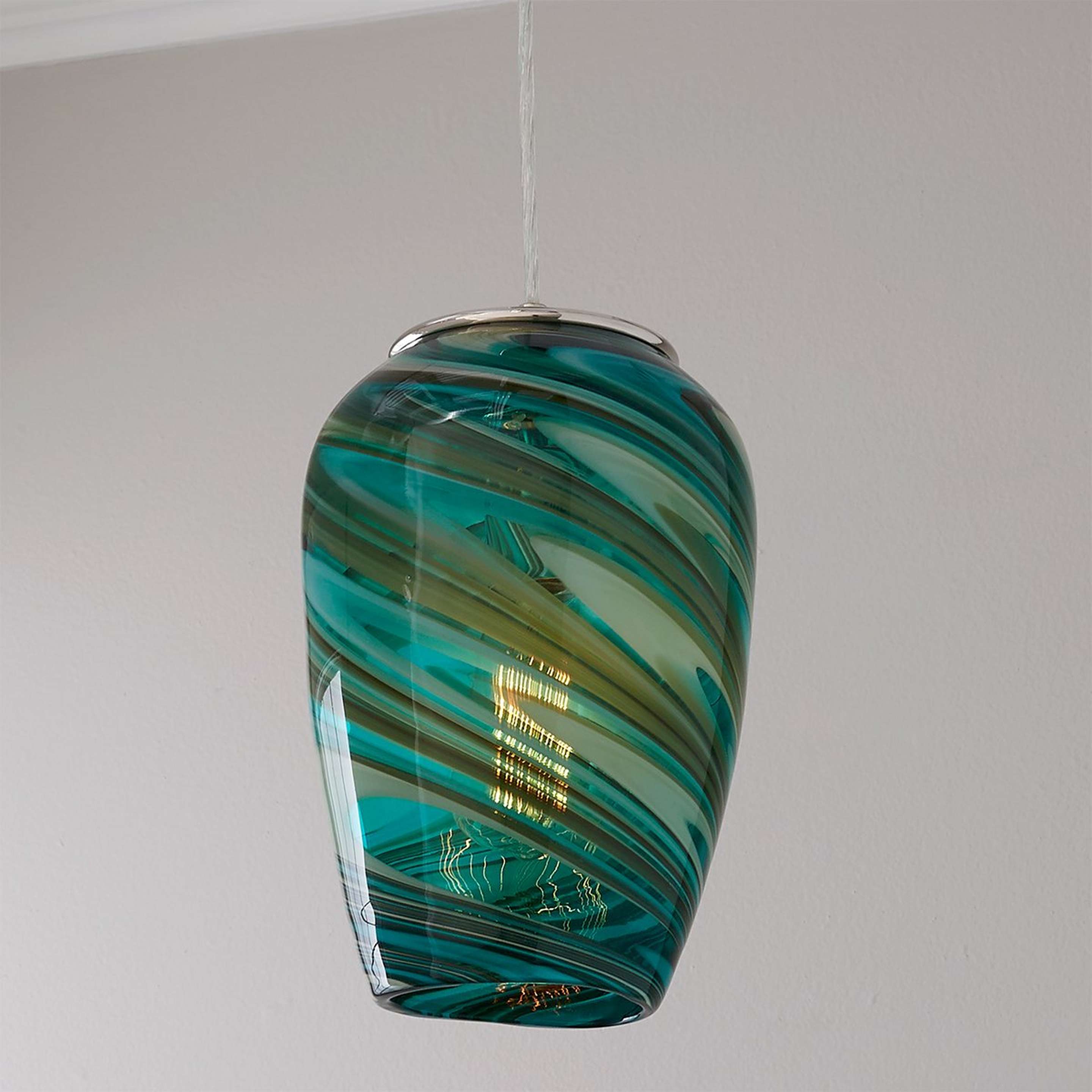 A Aqua Teardrop Pendant with Polished Nickel / Aqua Multi color