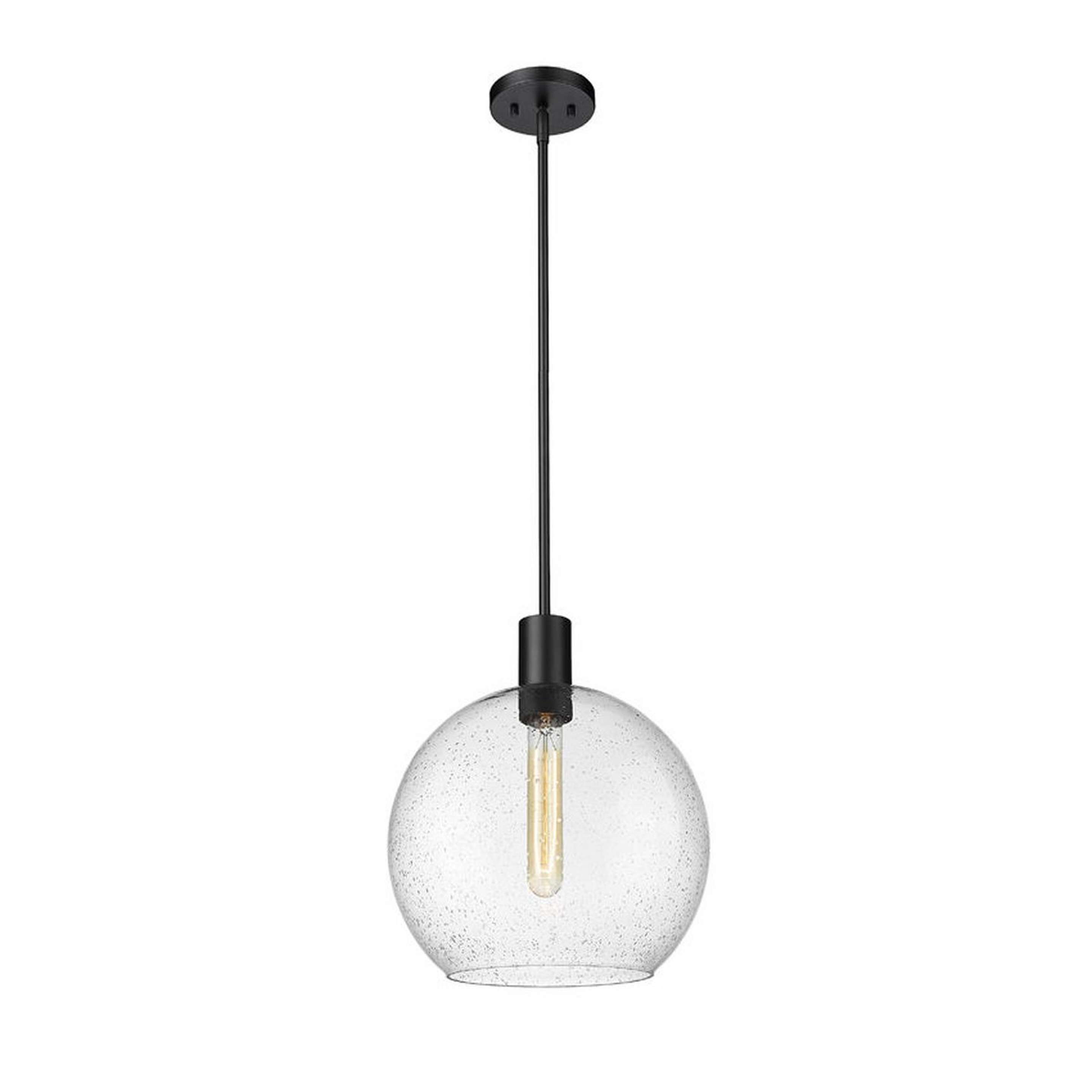 A Luceren Pendant - Seeded Glass with Matte Black / Seeded Glass color