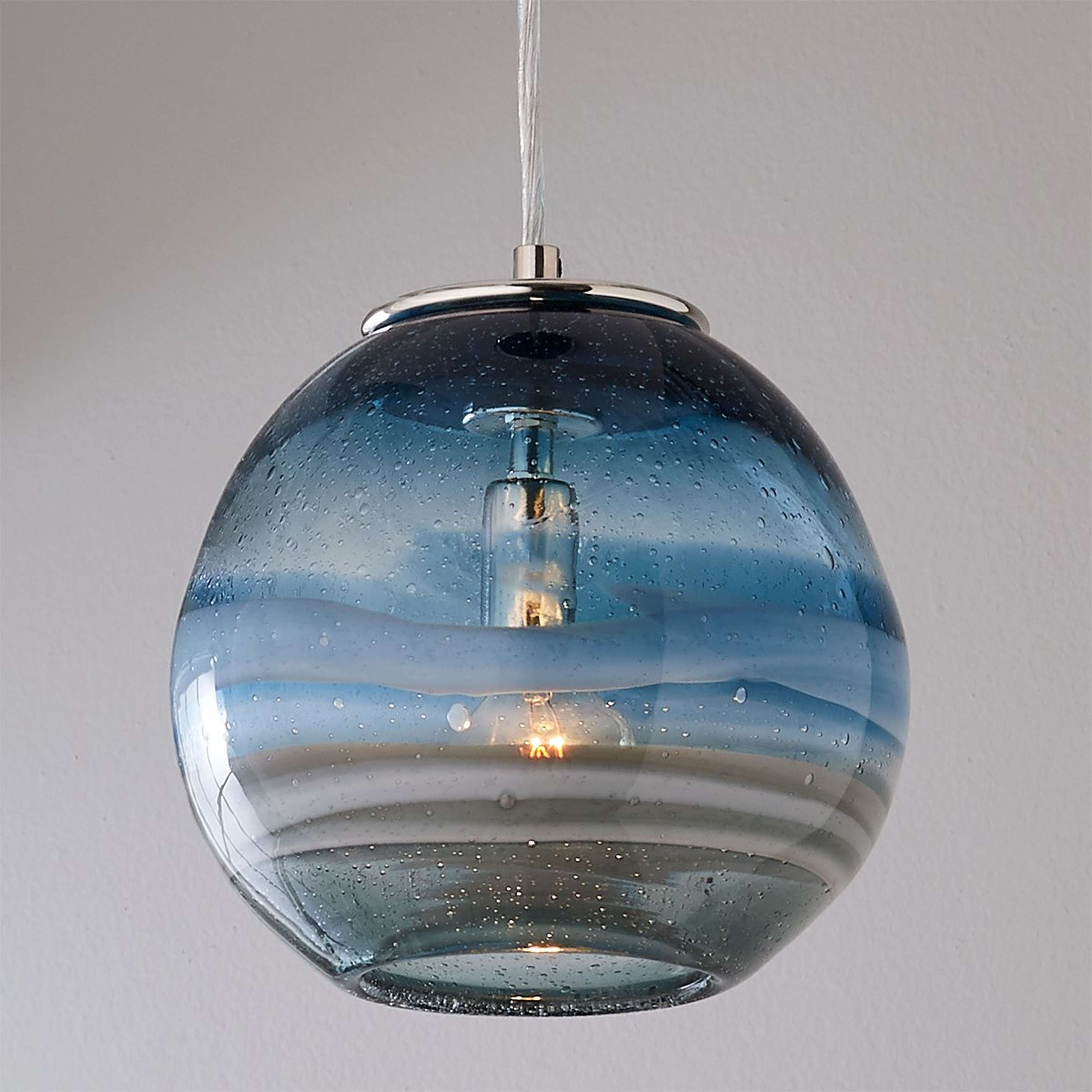 A Andromeda Swirls Pendant with Polished Nickel / Blue / Gray color