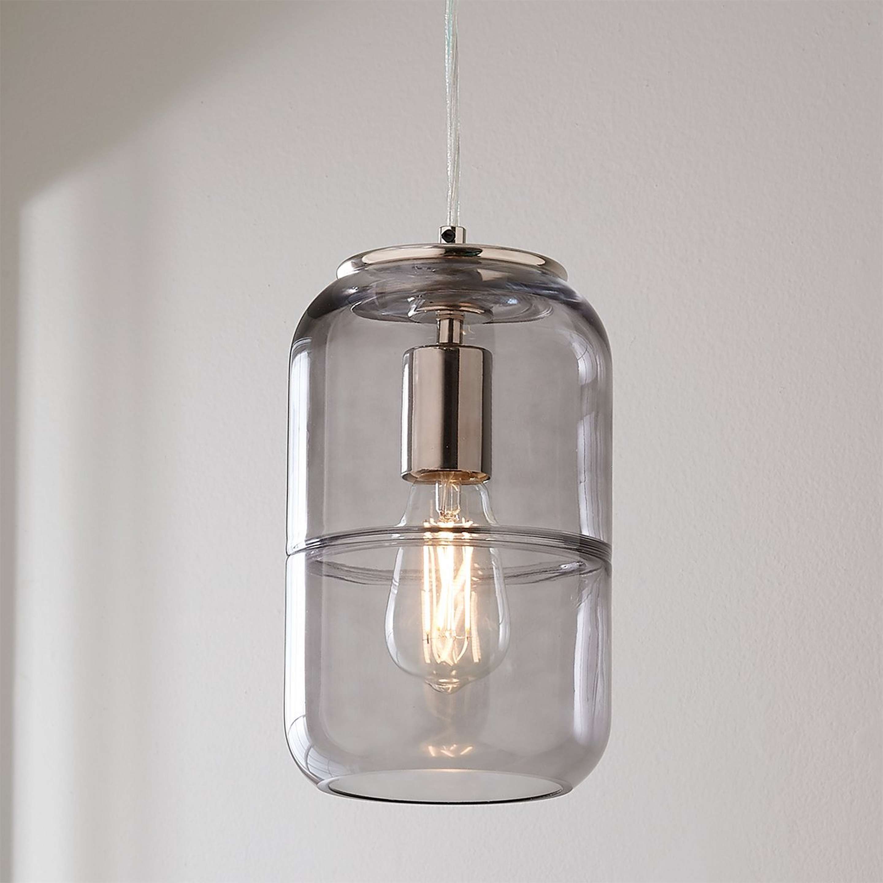 A Belted Capsule Pendant - Large with Polished Nickel / Gray color
