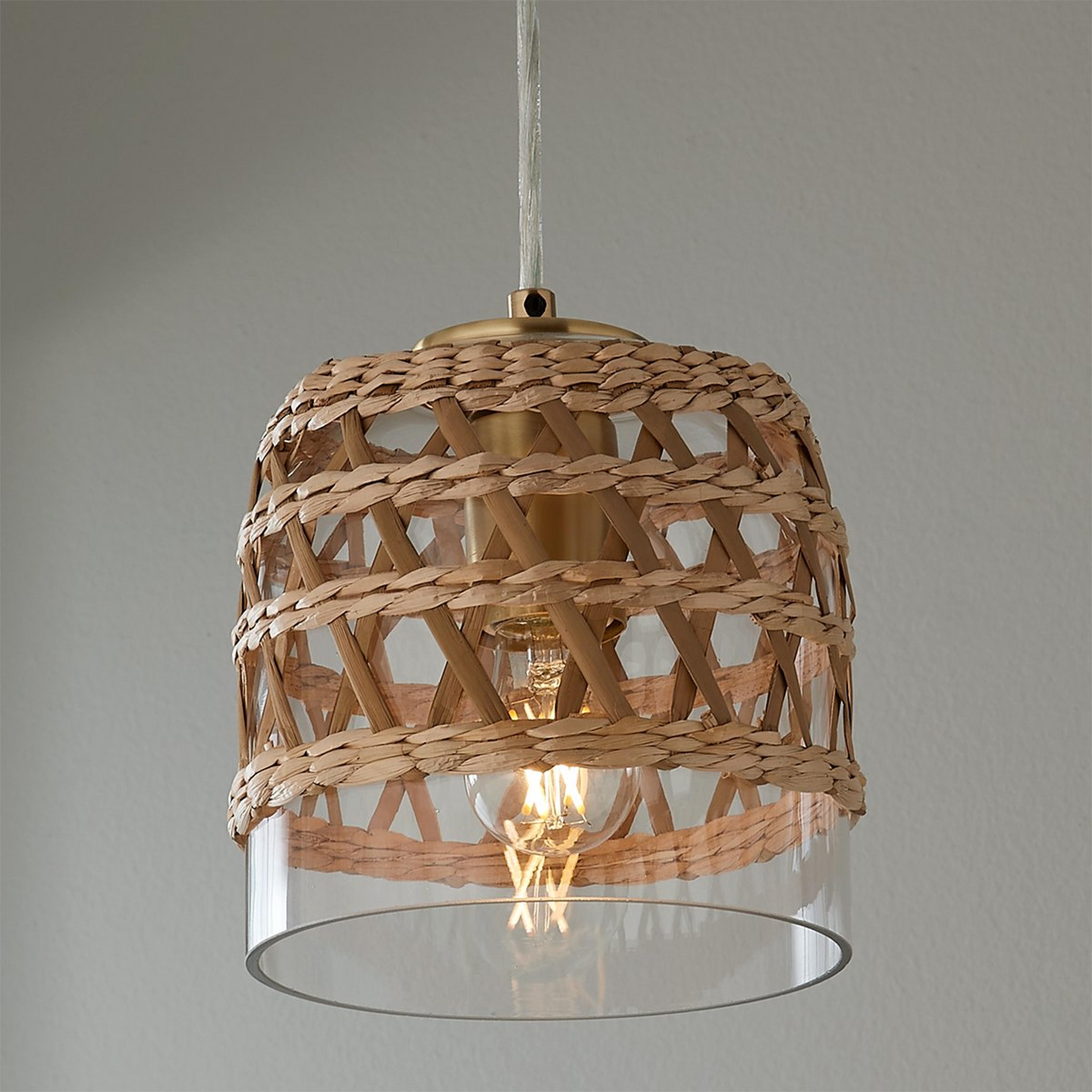 A Denpasar Pendant with Brushed Brass / Natural / Clear color
