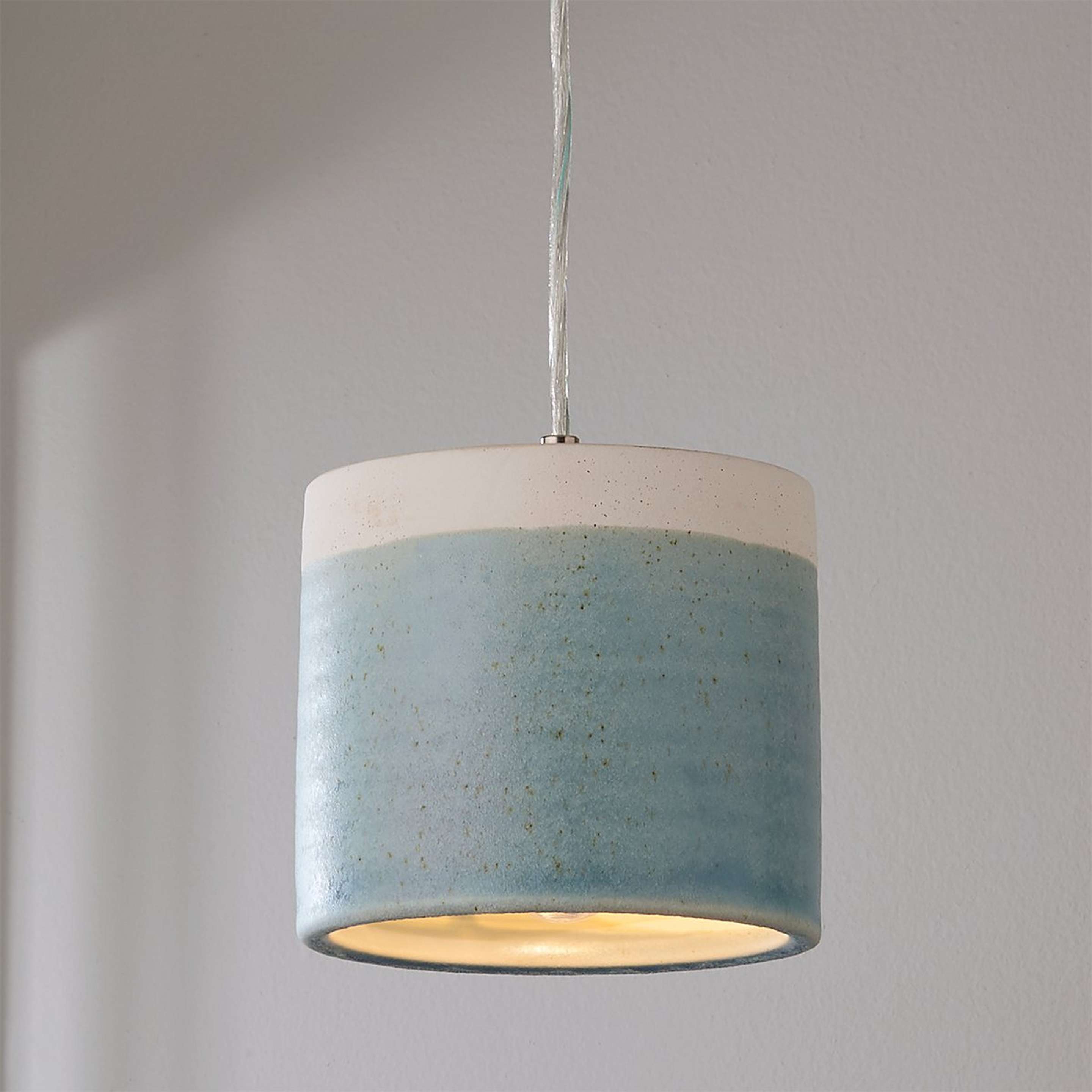 A Two-Toned Ceramic Pendant with Polished Nickel / White / Blue color