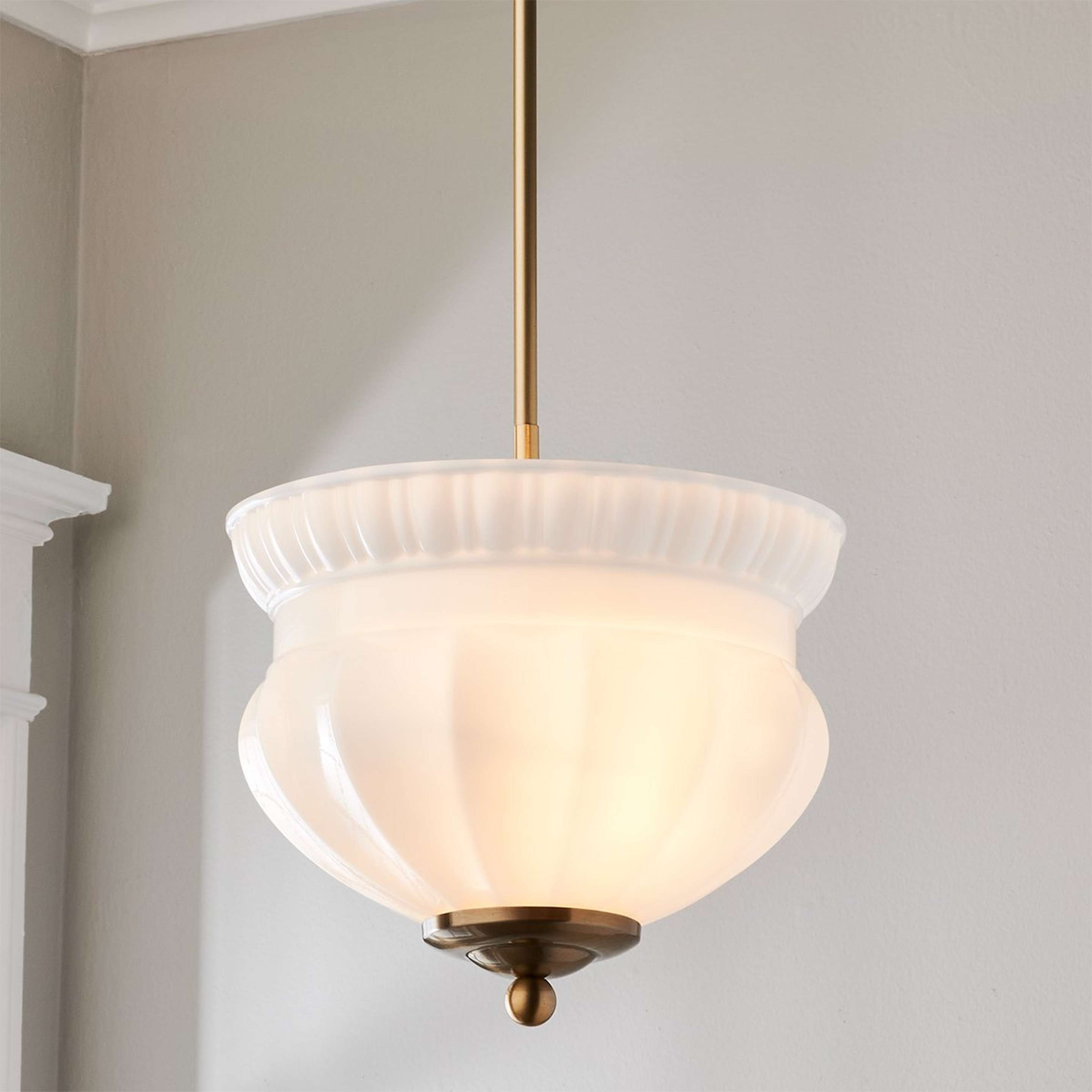 A Chris Loves Julia Marlo Pendant with Brass / Milk Glass color
