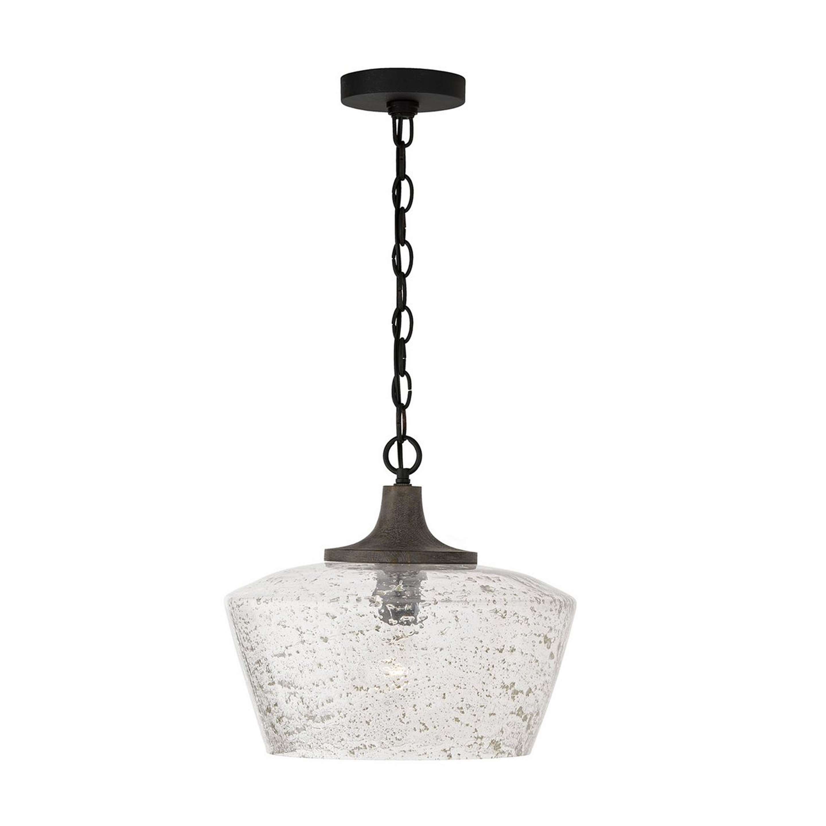 A Byerton Pendant with Iron / Carbon Gray Wood / Seeded Glass color