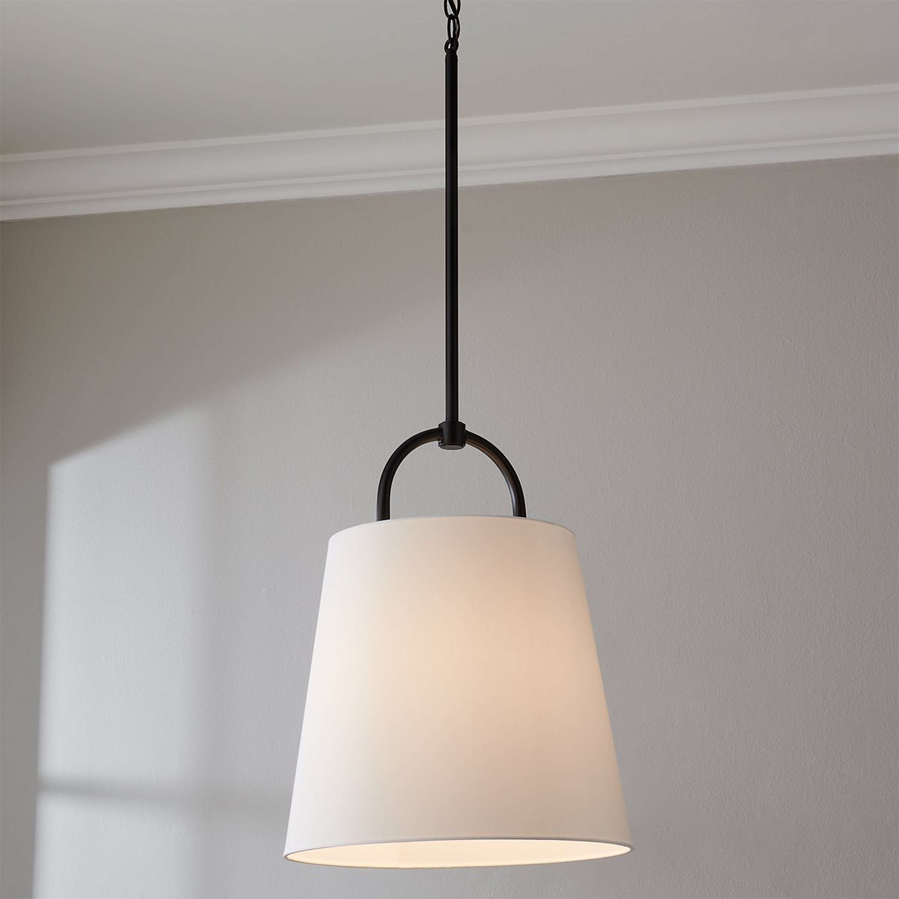 A Westchase Pendant - Large with Matte Black / White Fabric color