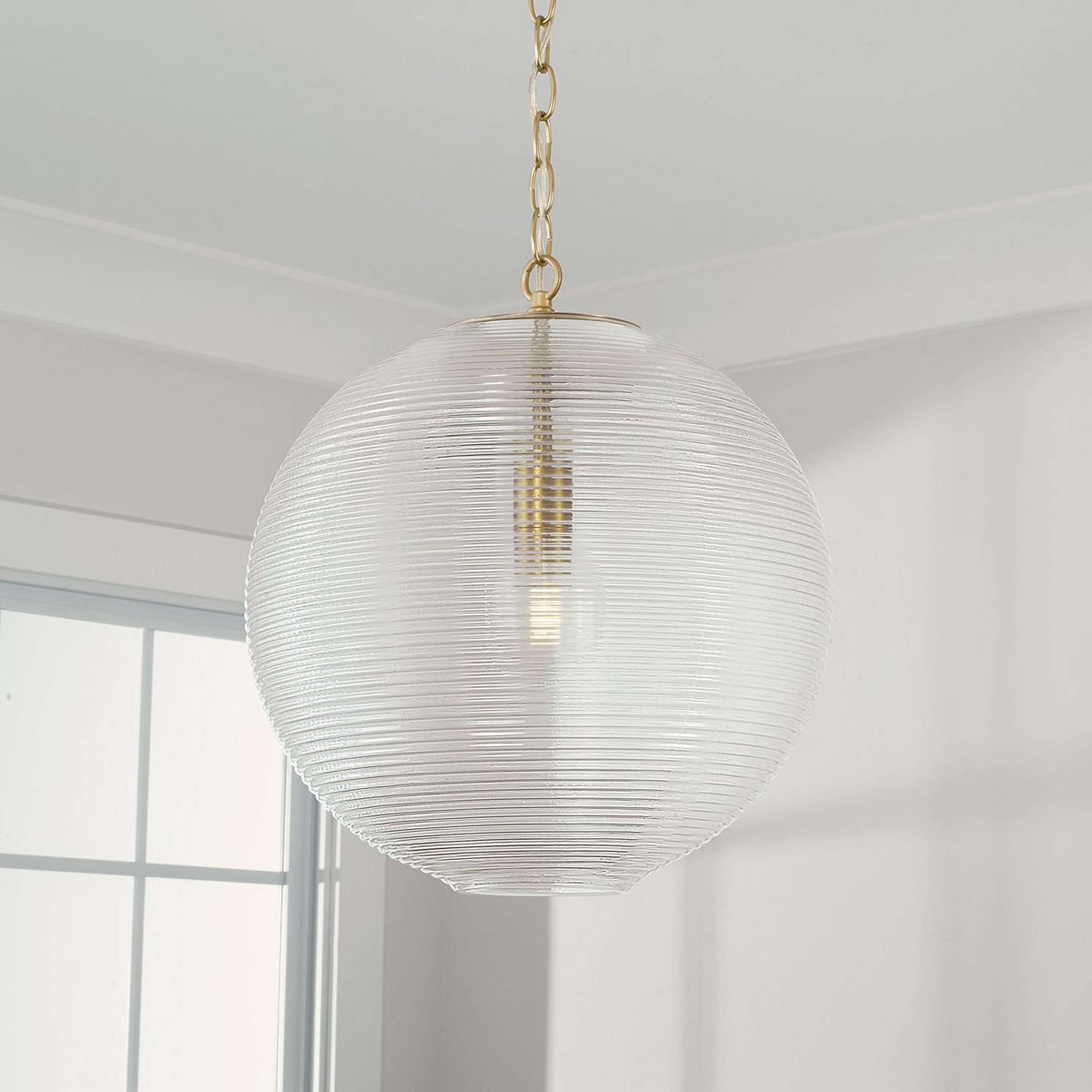 A Alainey Pendant with Matte Brass / Clear Ribbed Glass color