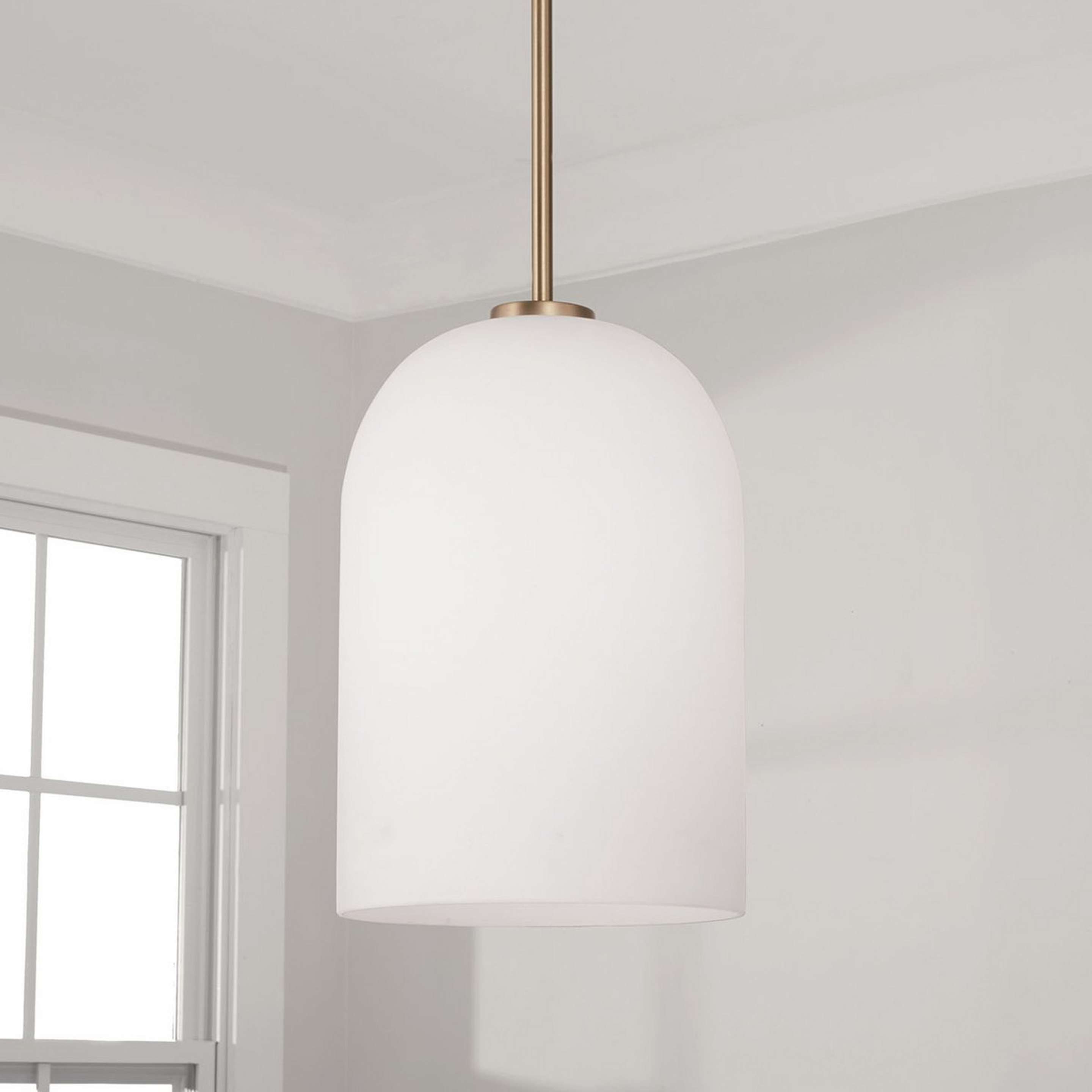 A Verlice Pendant with Aged Brass / Milk Glass color