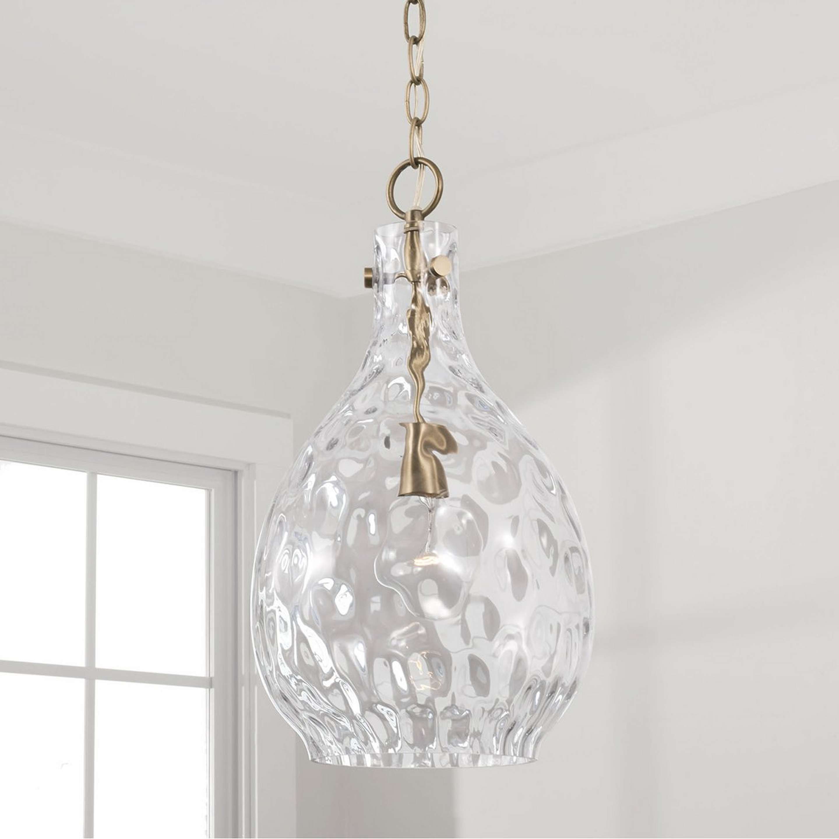 A Tierni Pendant - Water Glass with Matte Brass / Clear Water Glass color