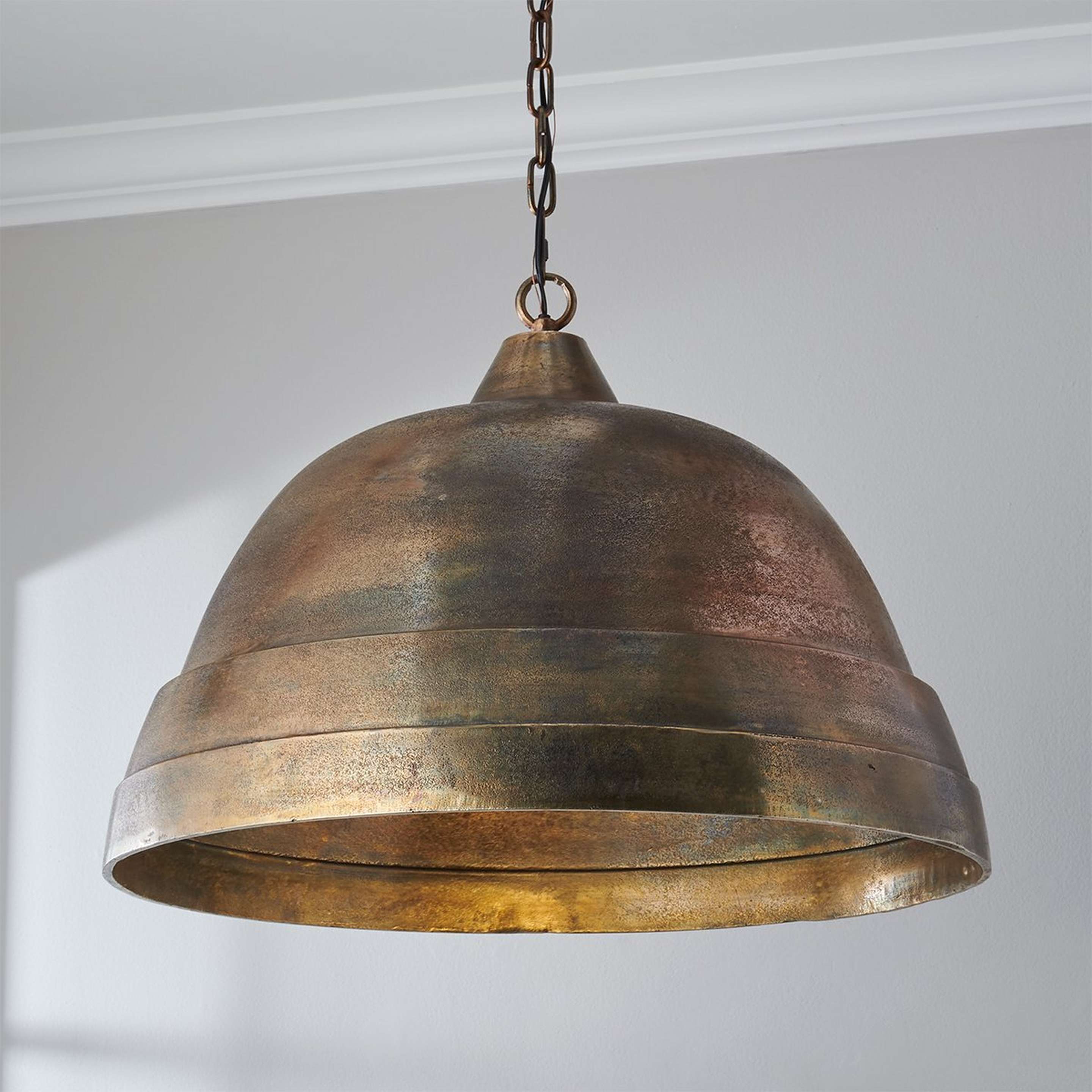 A Fire and Earth Pendant - Dome - Large with Oxidized Brass color