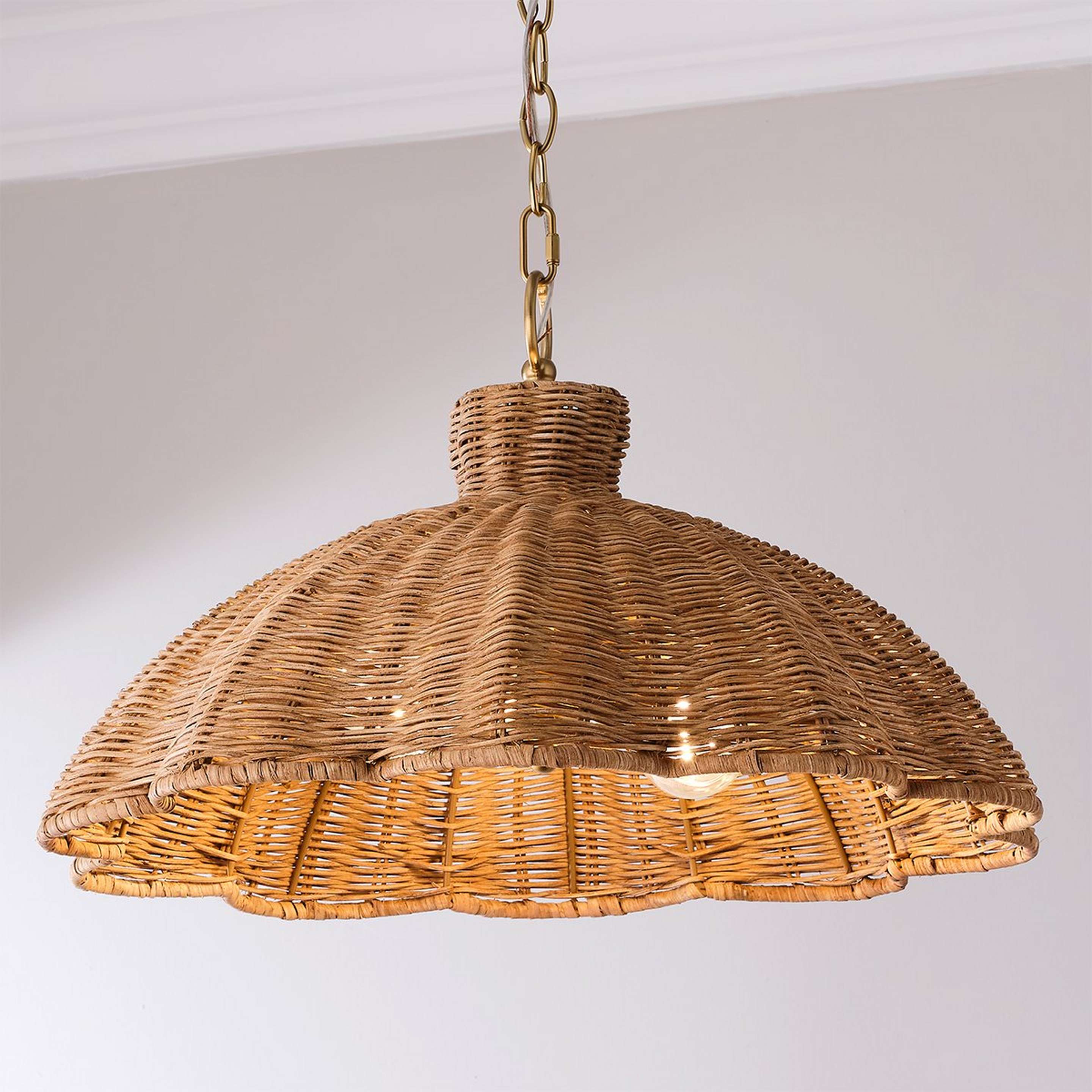 A Chris Loves Julia Greta Pendant with Aged Brass / Rattan color