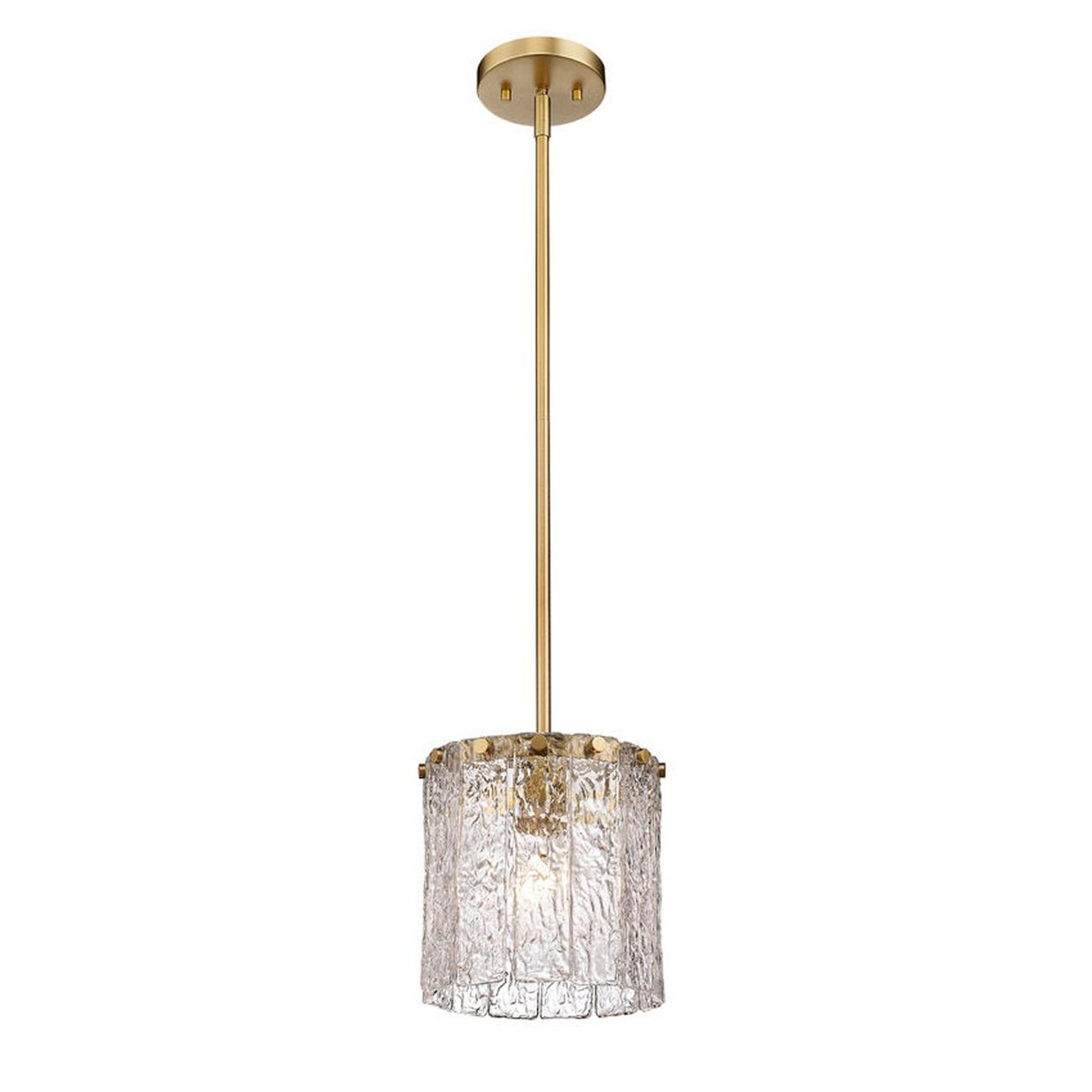 A Sonoraz Pendant - Small with Gold / Clear Textured Glass  color