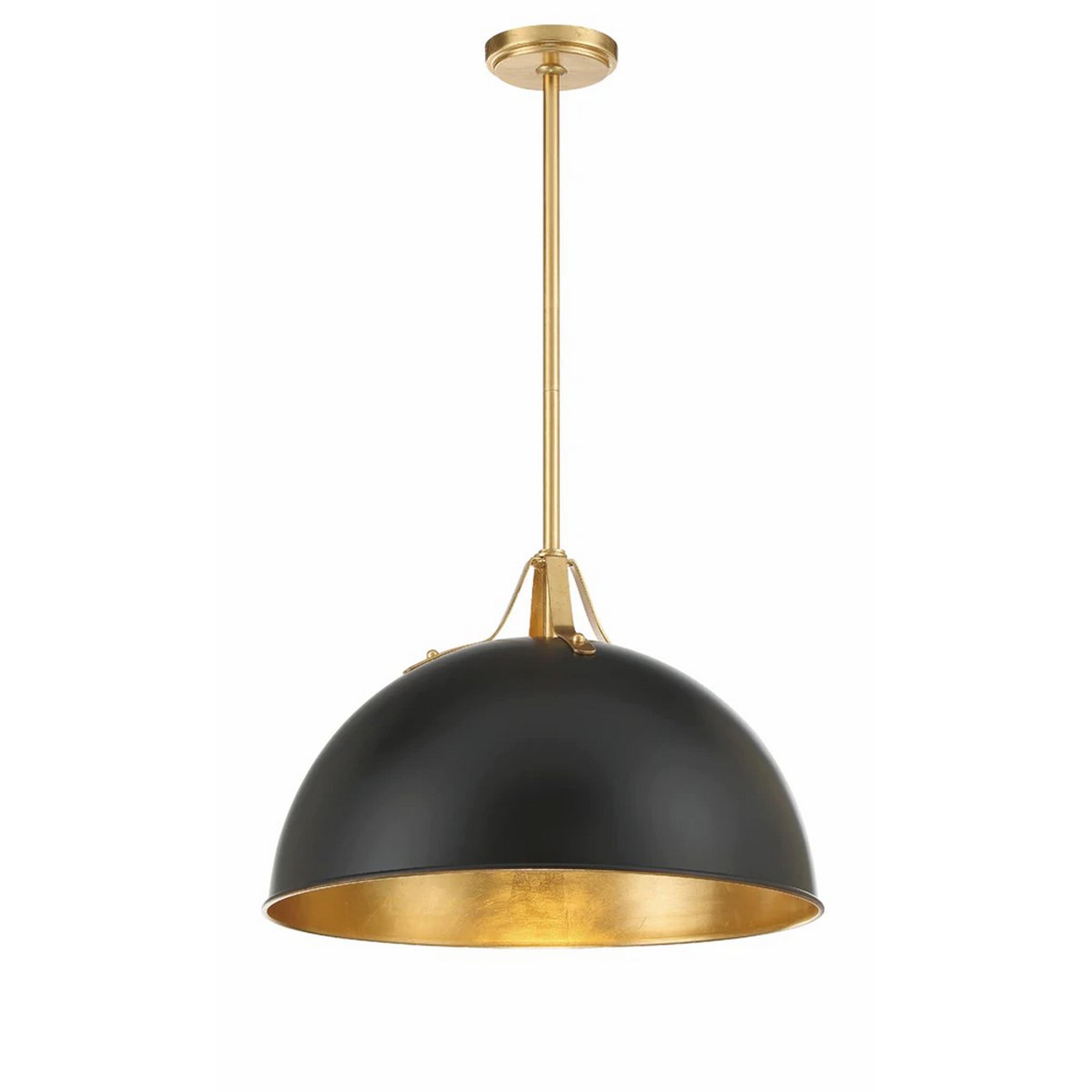 A Afton Ridge Pendant - Small with Gold Leaf / Matte Black color