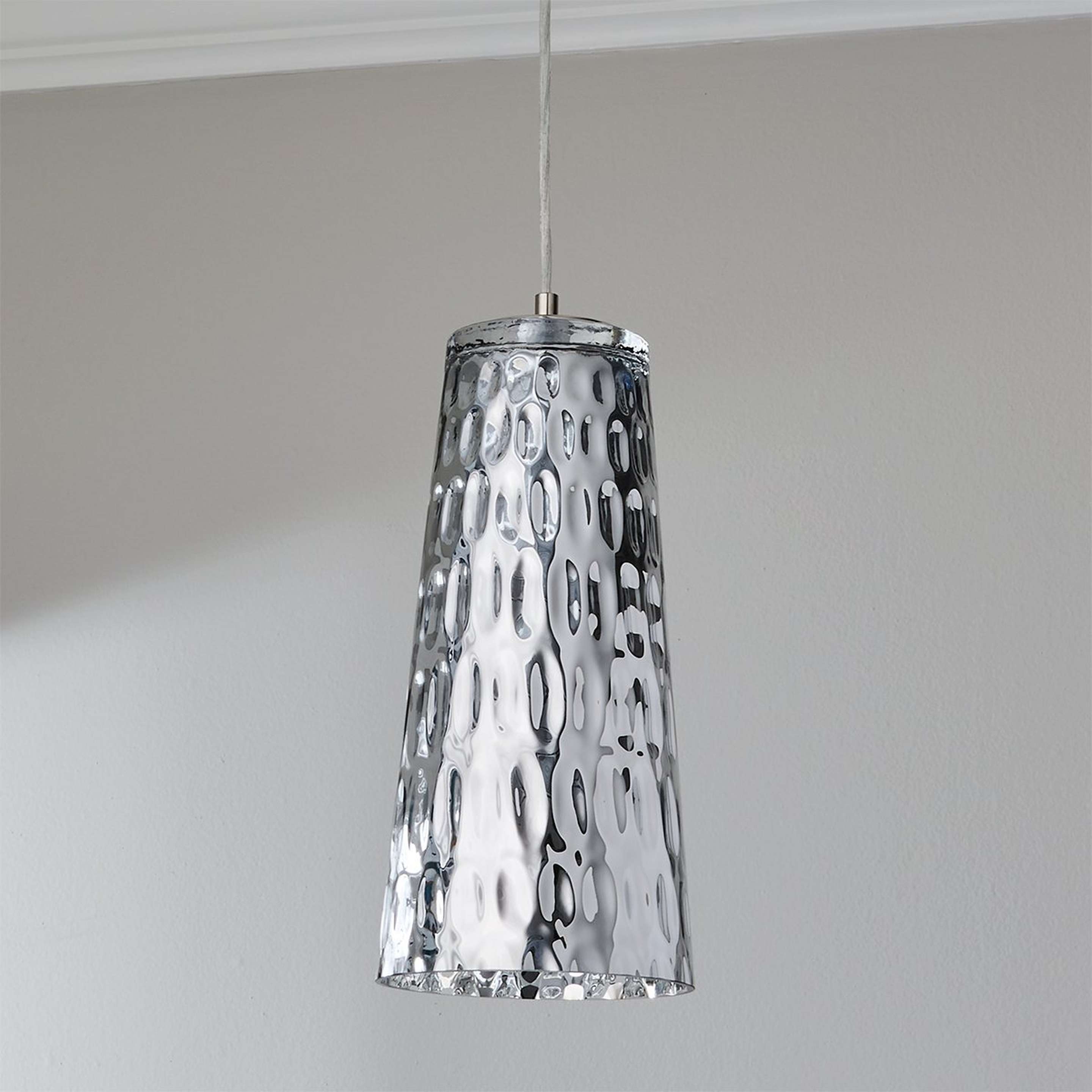 A Kakisa Pendant with Polished Nickel / Mercury Glass color