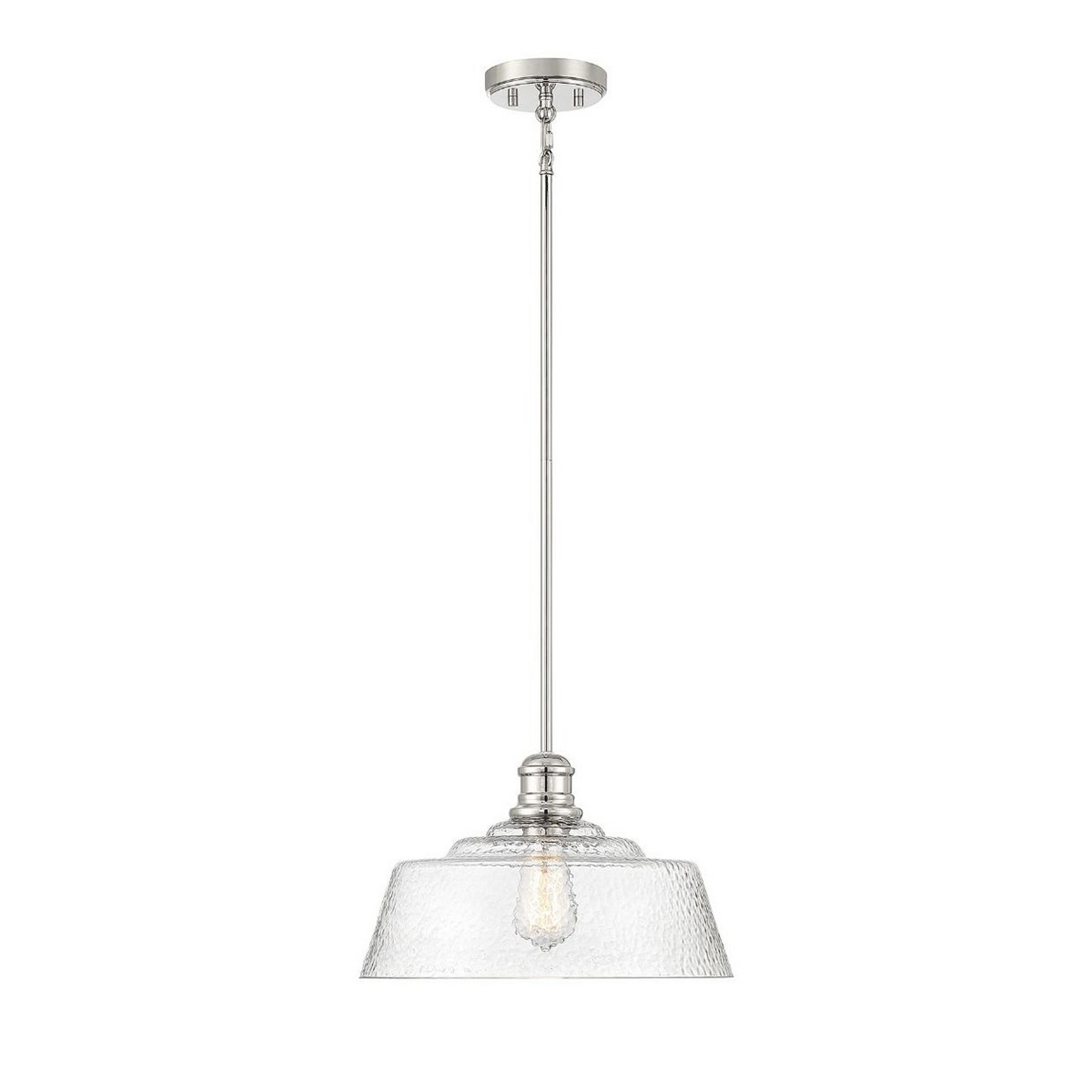 A Expeditious Pendant with Polished Nickel / Textured Water Glass color