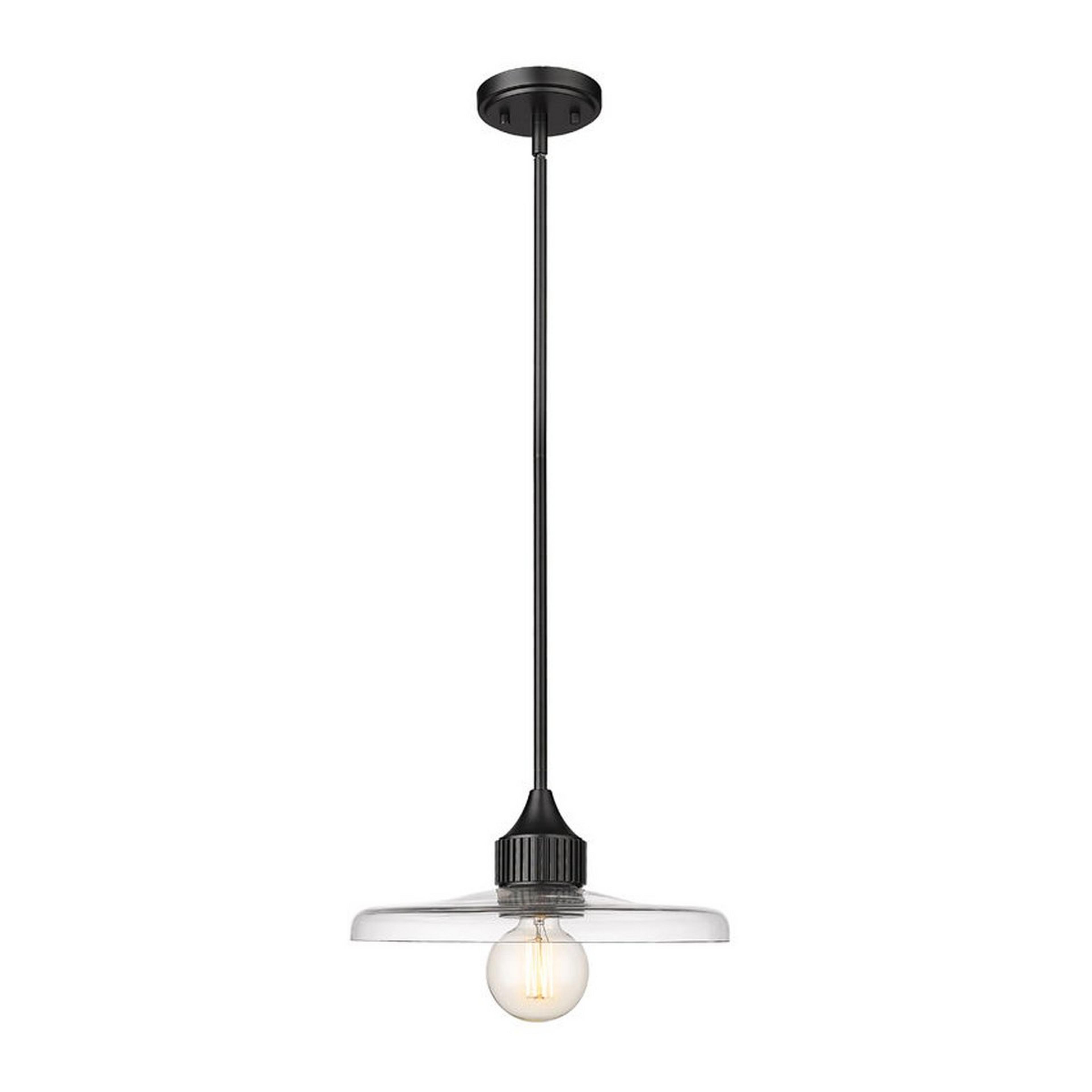 A Yuliya Pendant - Small with Matte Black / Clear Glass color