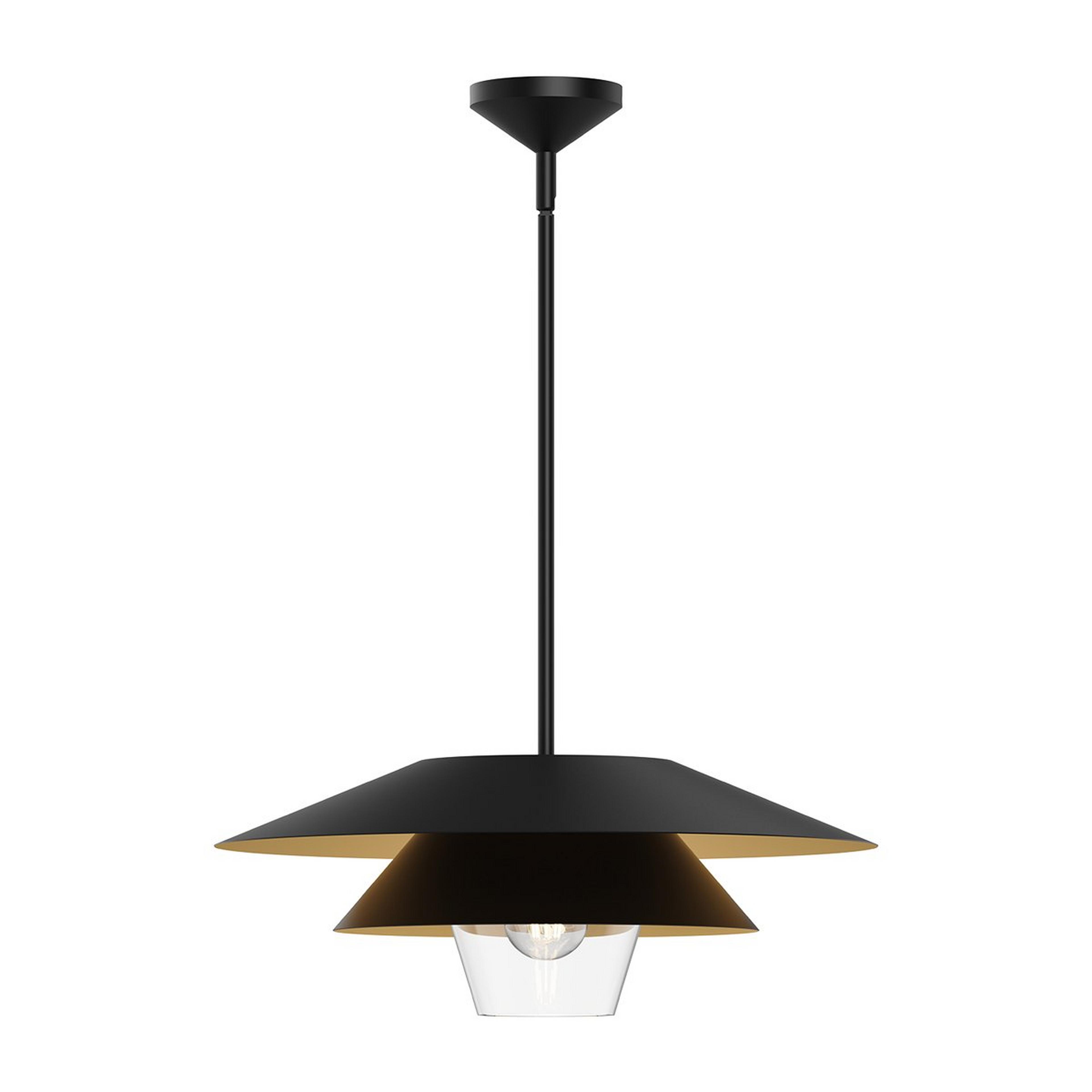 A Okayama Pendant - Large with Matte Black / Gold color
