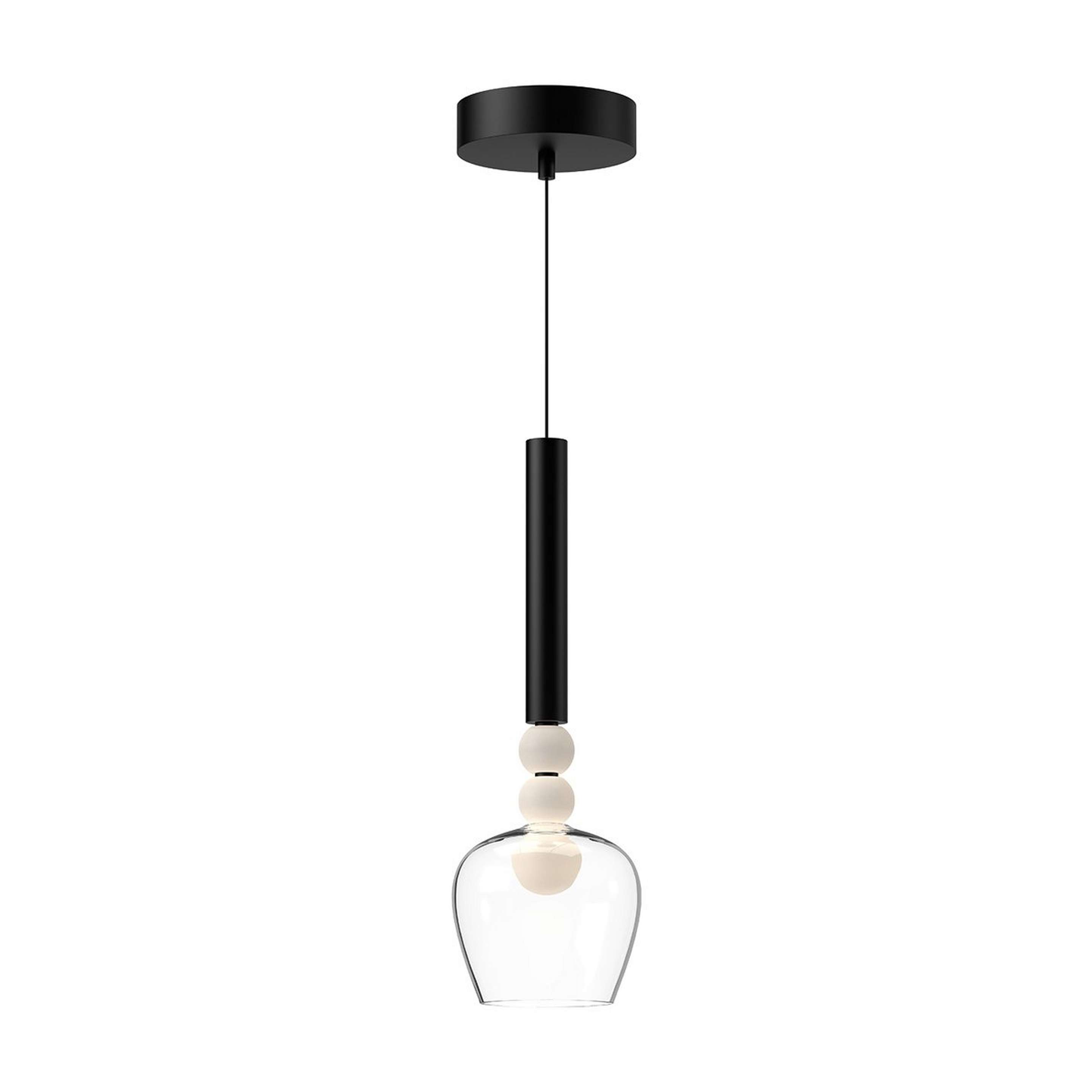 A Bordeaux LED Tulip Pendant with Black / Opal Glass / Clear Glass color