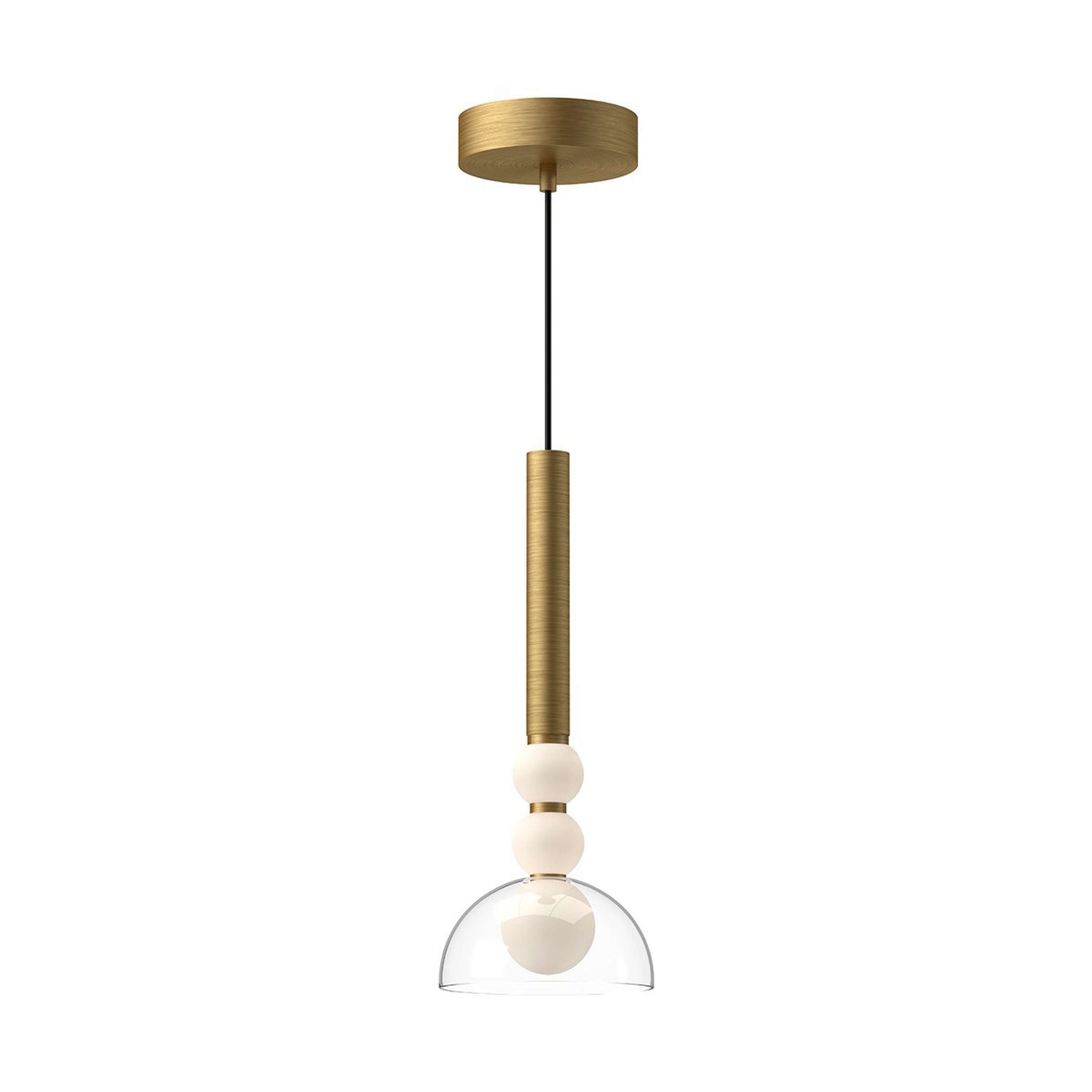A Bordeaux LED Coupe Pendant with Brushed Gold / Opal Glass / Clear Glass color