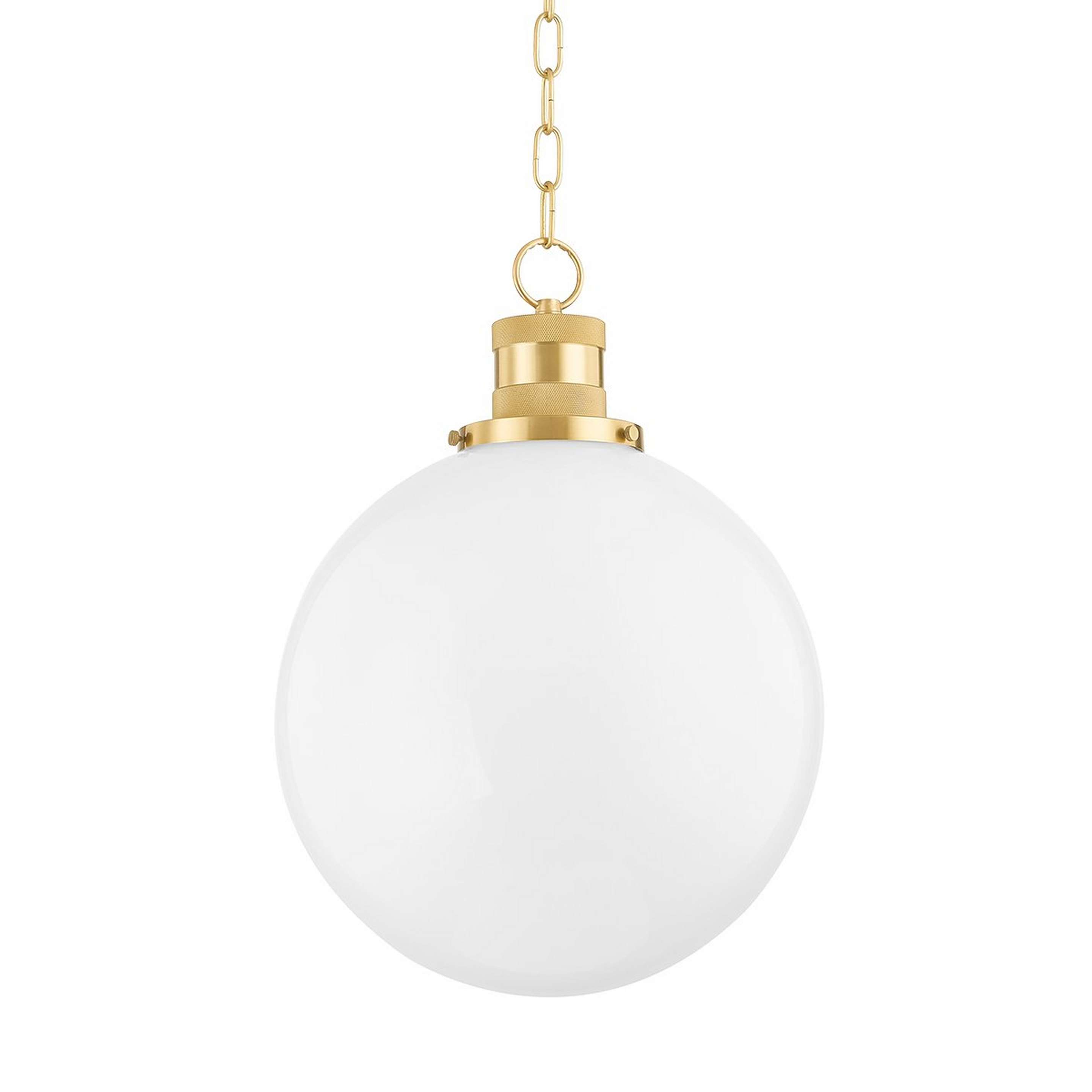 A Chambers Globe Pendant - Large with Brass / White Glass color