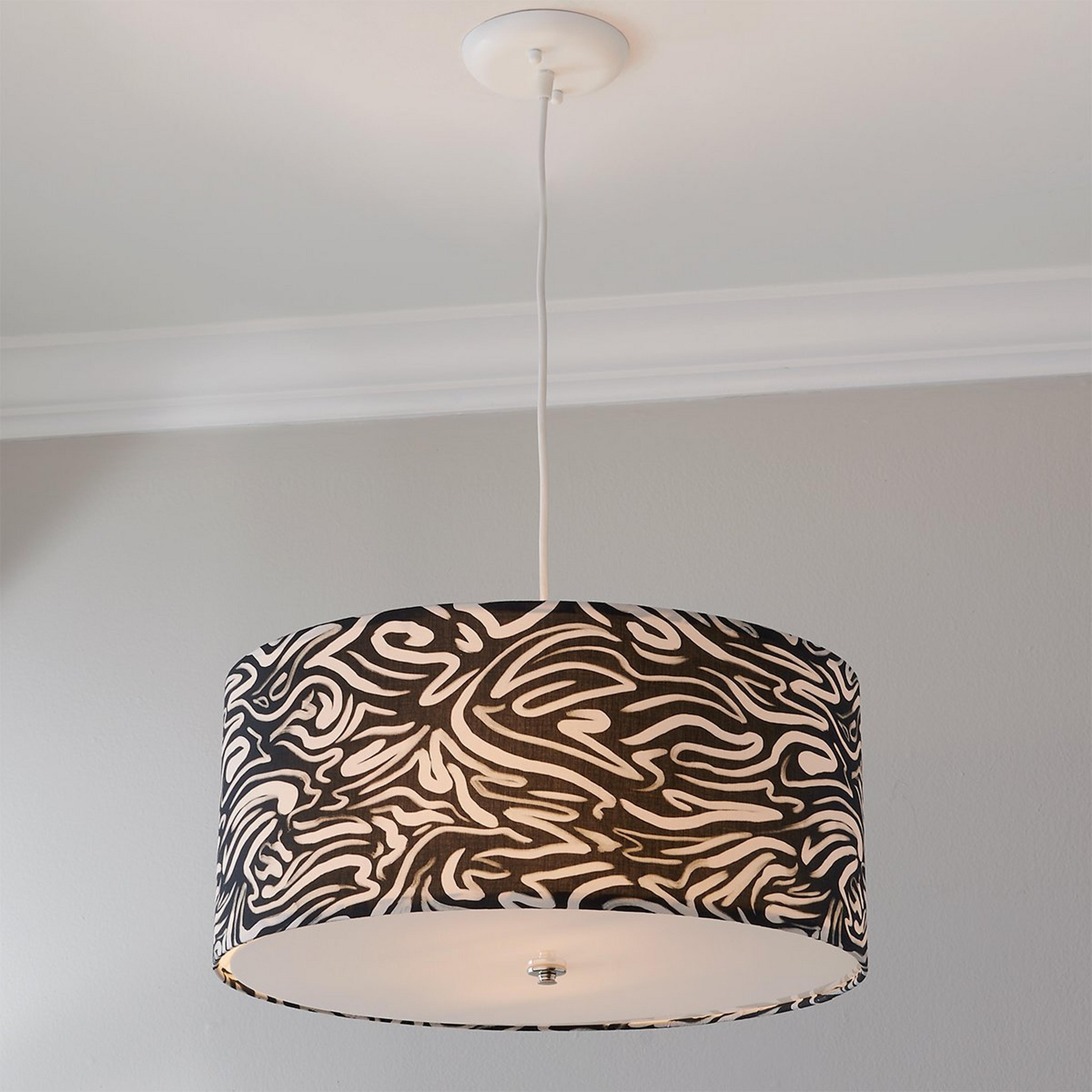 A Inked Shade Pendant - Large with White / Black color