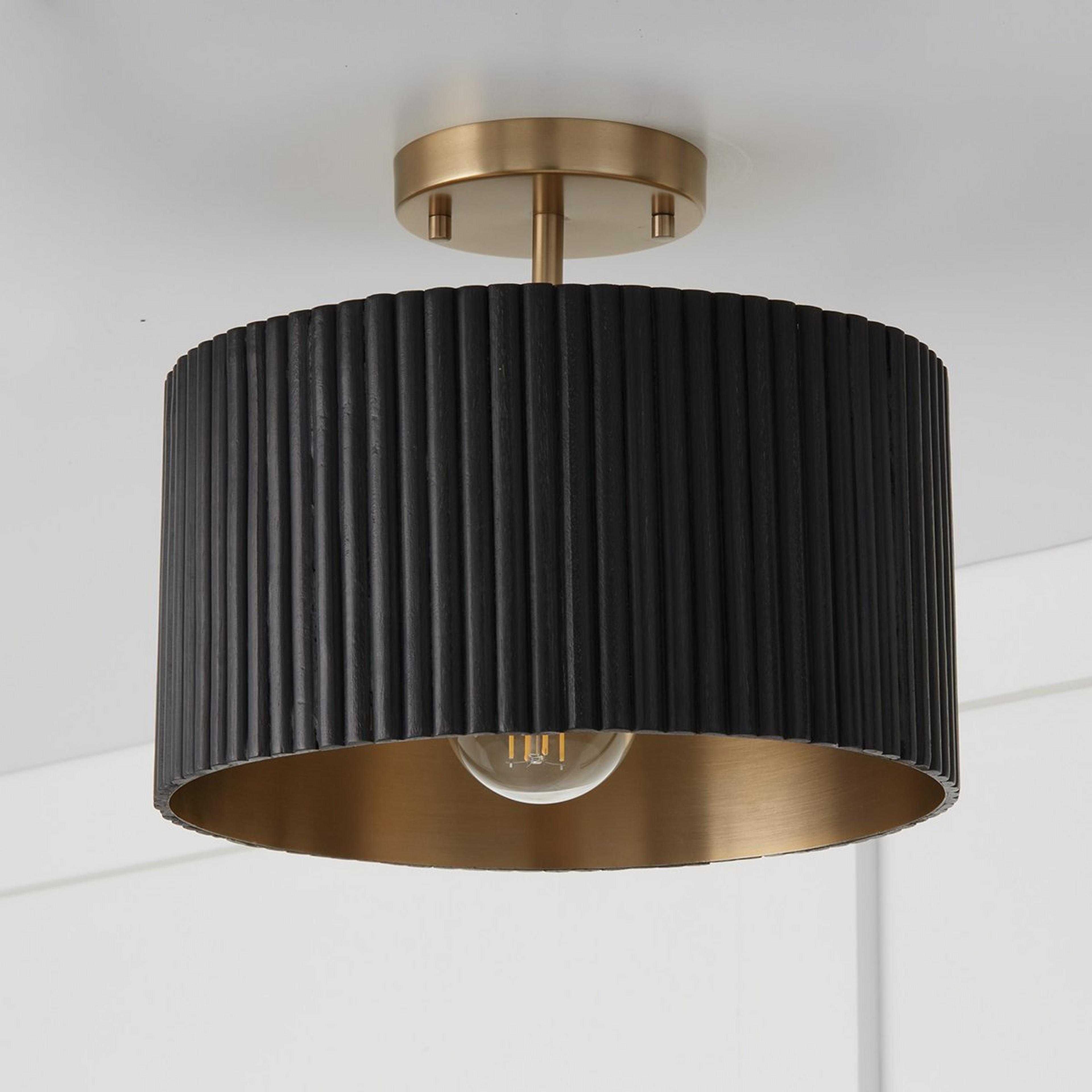 A Chavis Convertible Pendant with Aged Brass / Black Wood Stain color