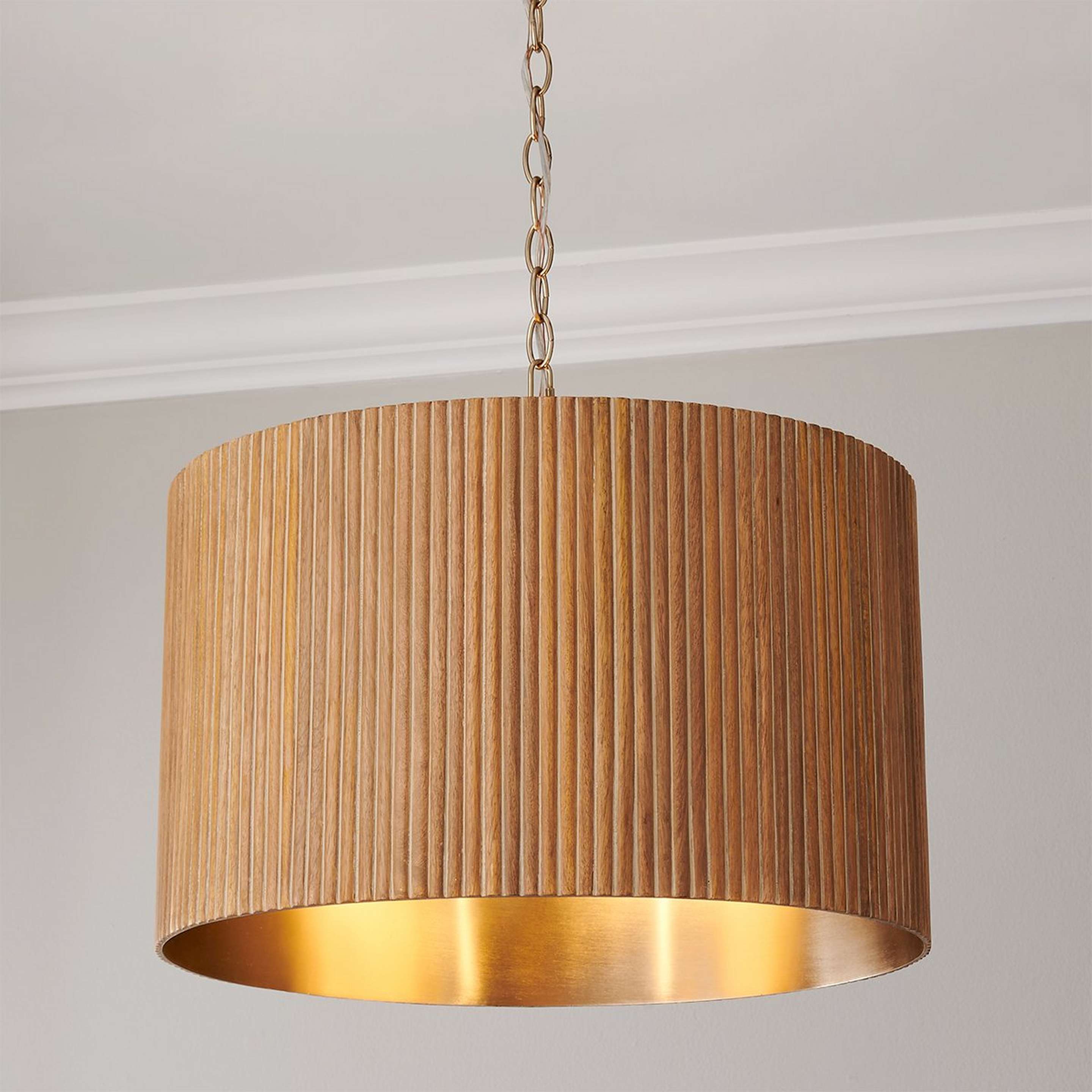 A Chavis Pendant with Aged Brass / Whitewashed Wood color