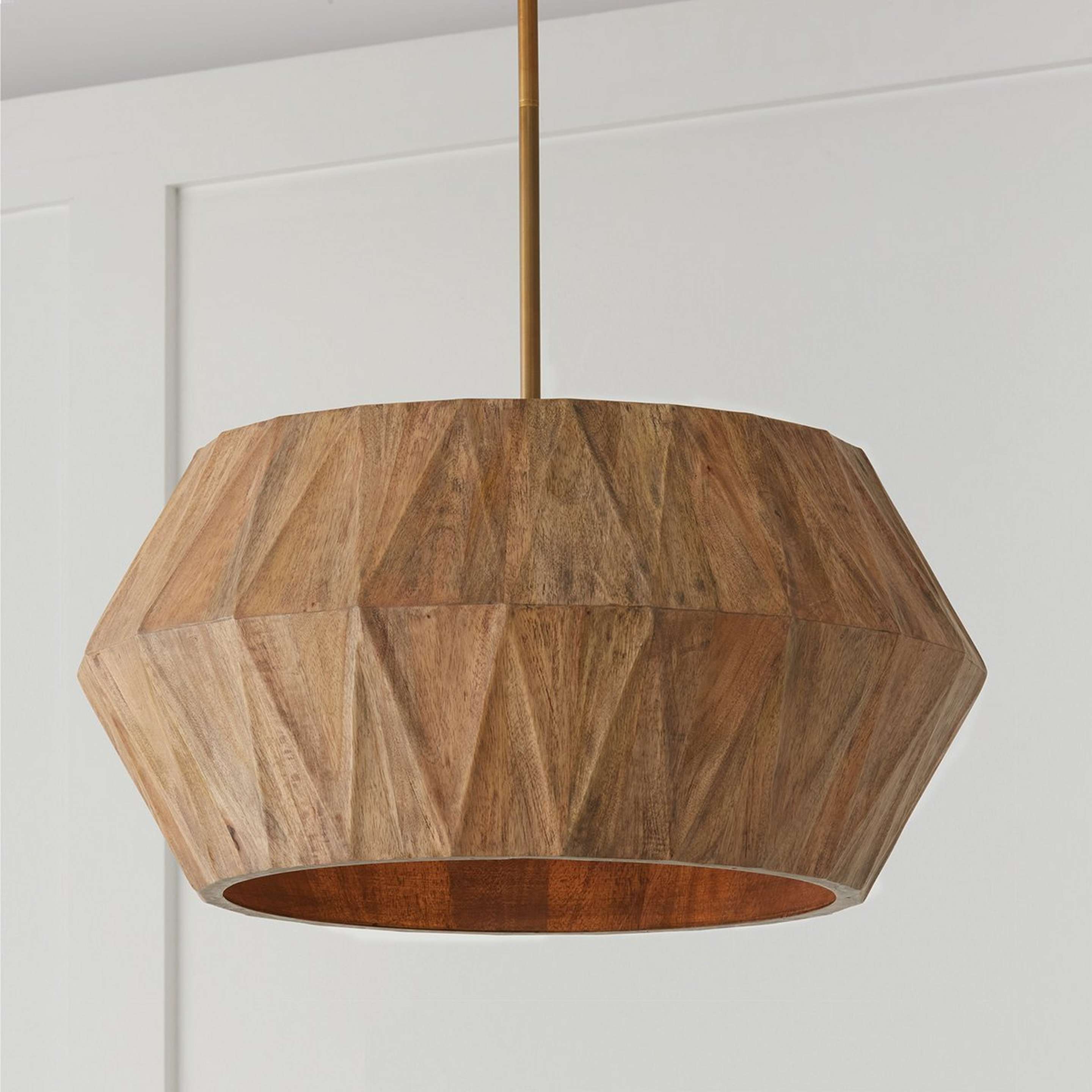 A Conclave Pendant with Aged Brass / Mango Wood color