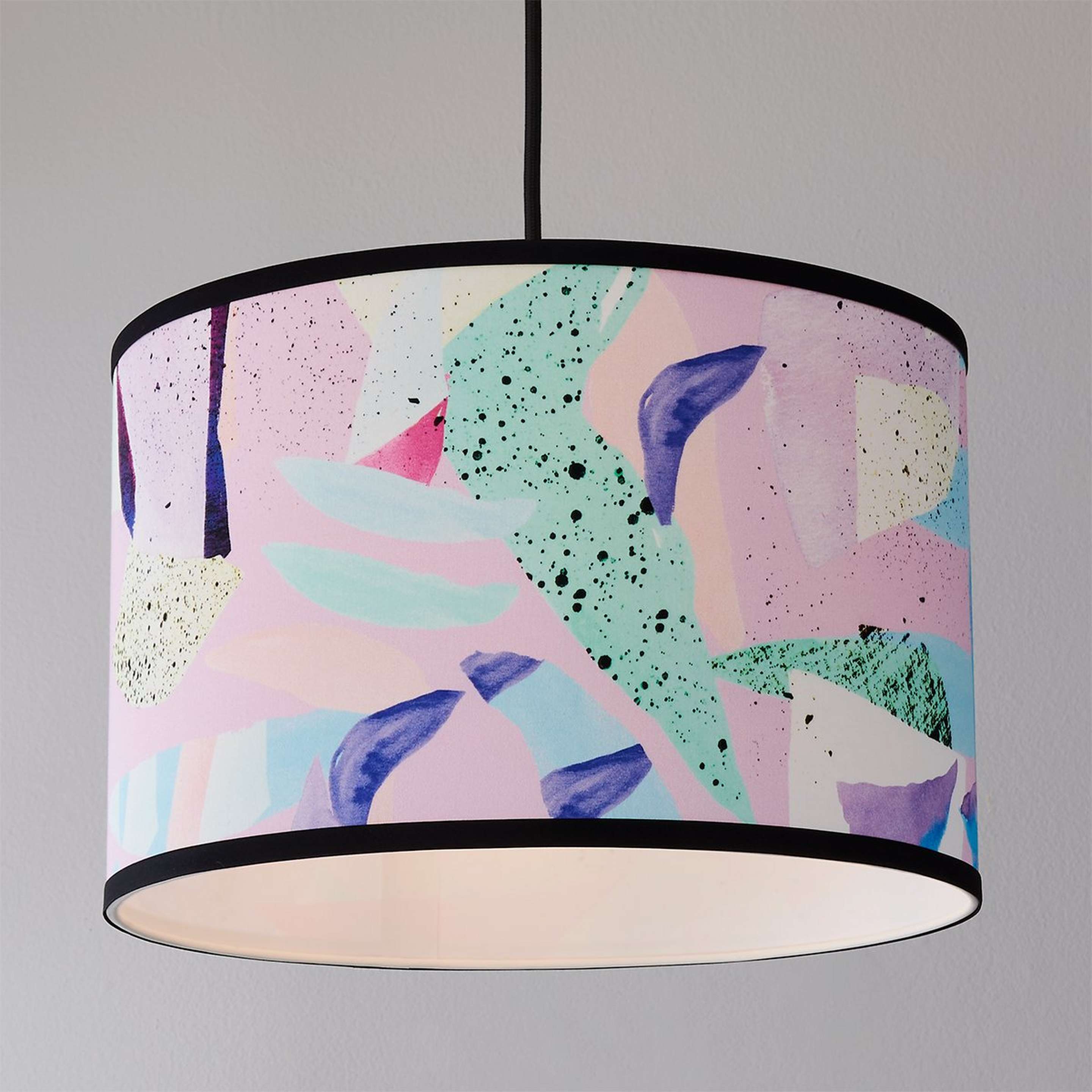 A Pastel Memory Shade Pendant with Brass / Black / Purple / Aqua color