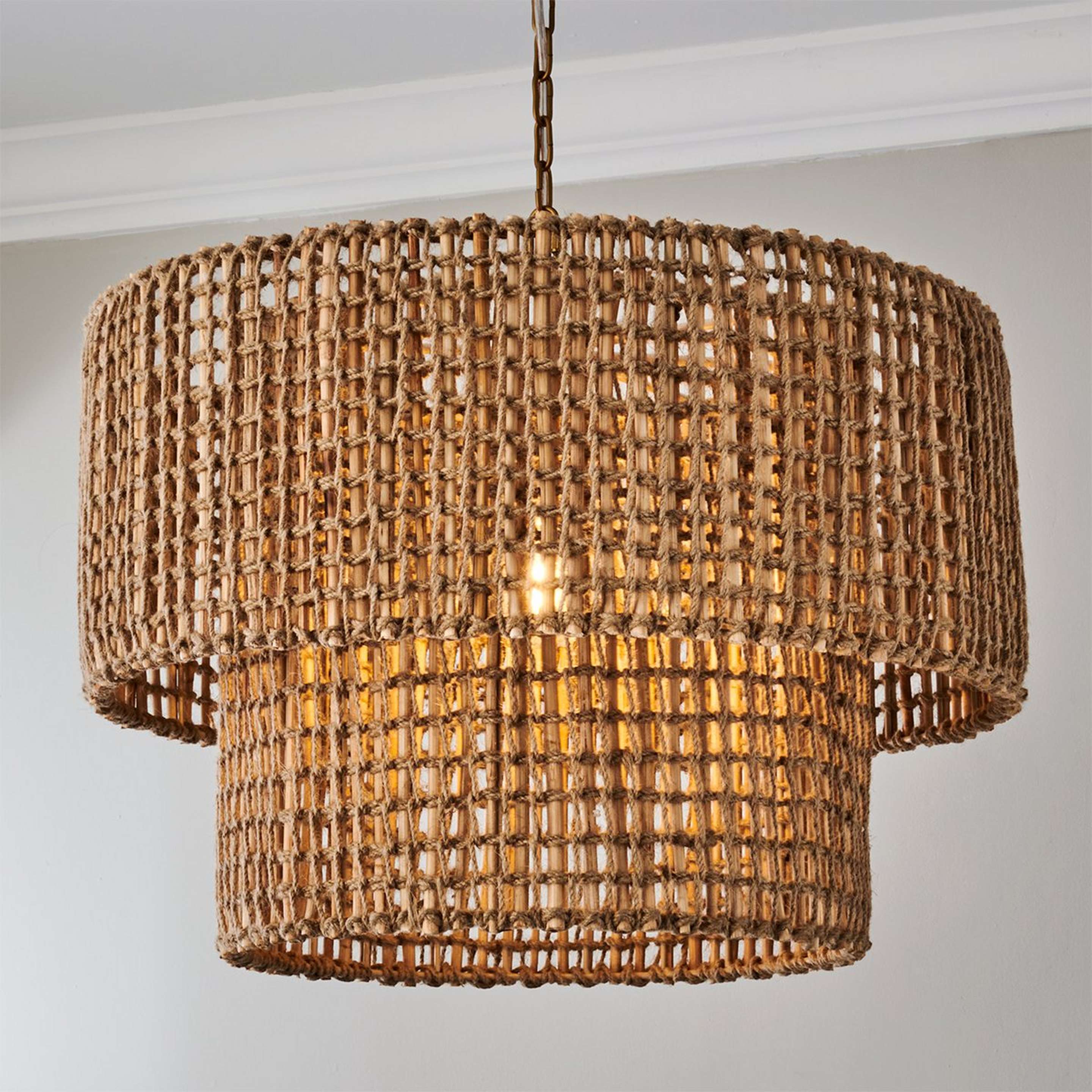 A Josephine Pendant with Aged Brass / Natural Jute color