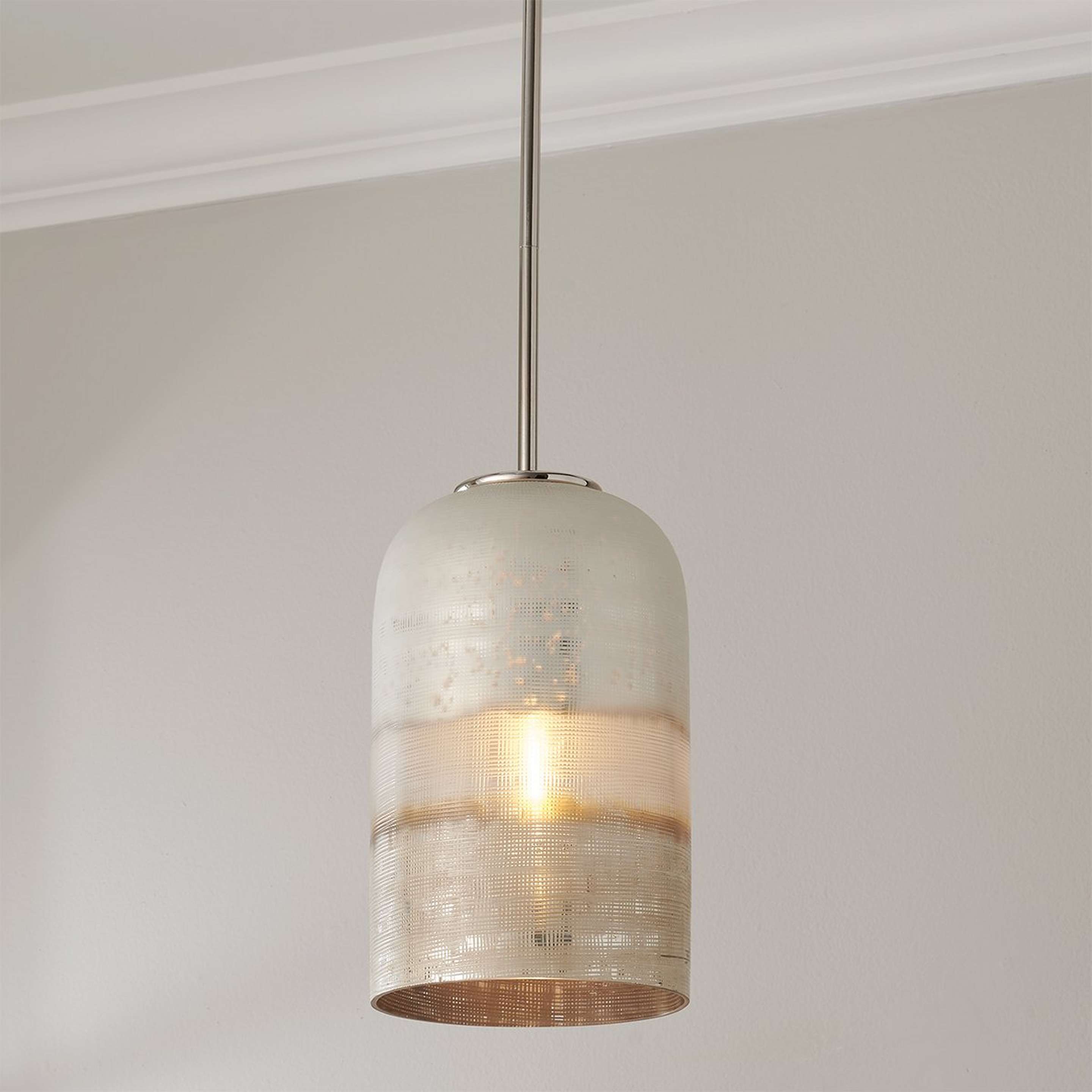 A Seldovia Pendant - Small with Polished Nickel / White / Bronze color