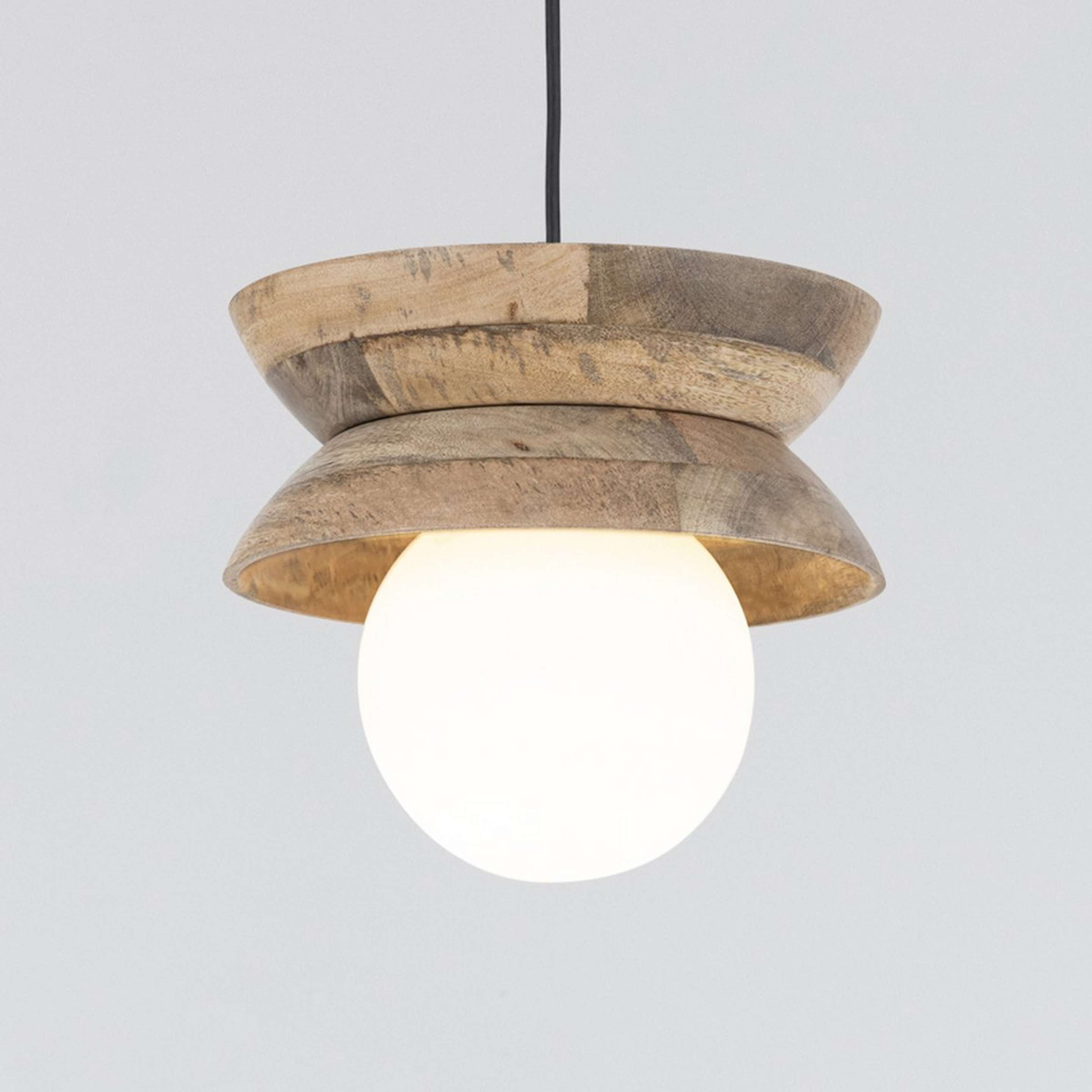 A Joviality Pendant with Mango Wood / Opal Glass color
