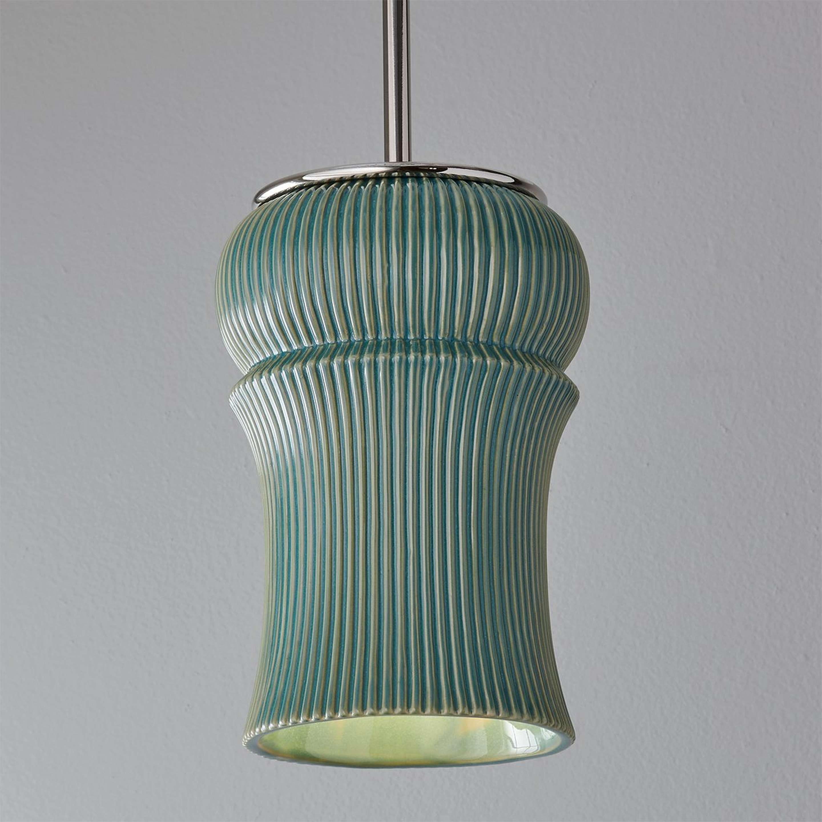 A Reva Pendant with Polished Nickel / Green color