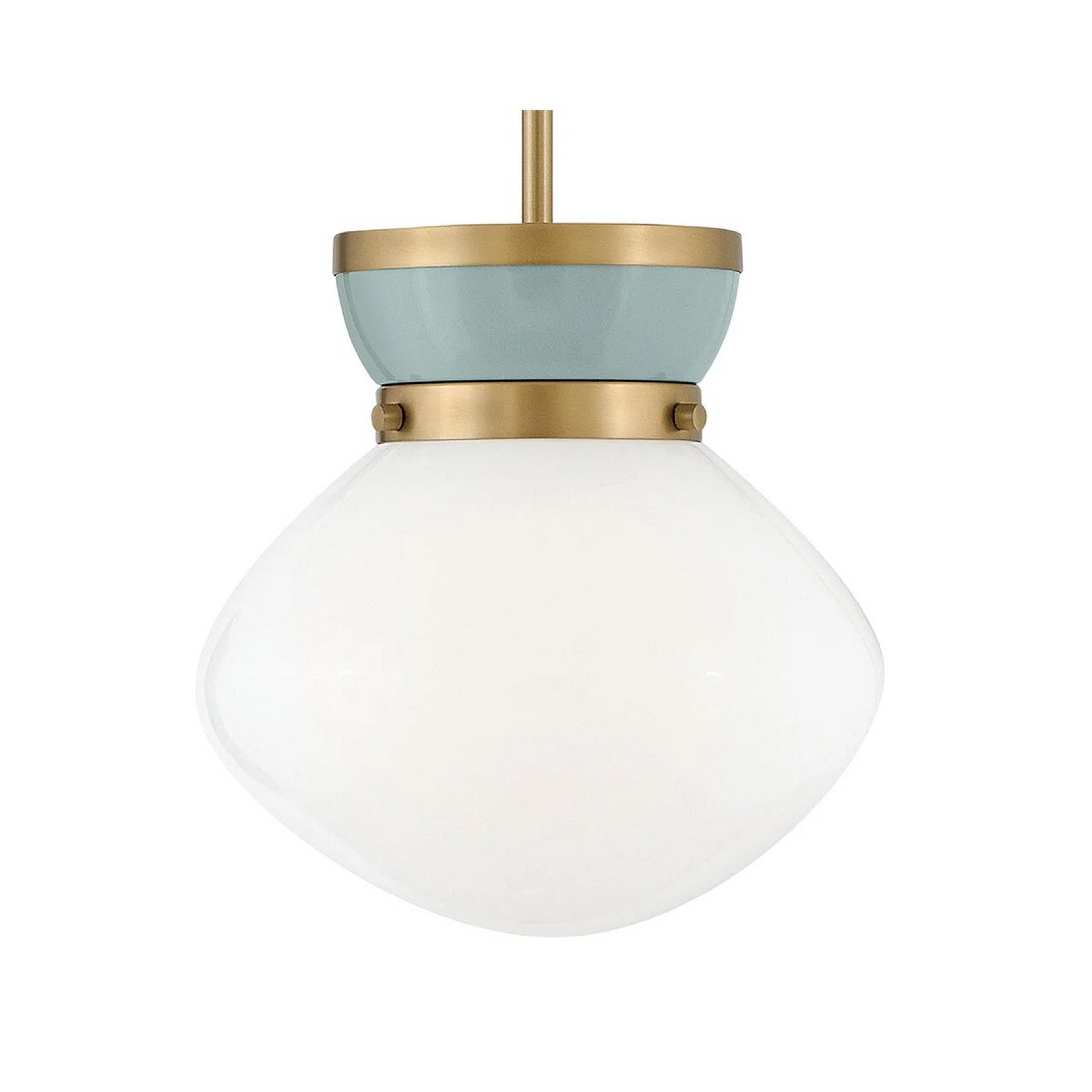 A Baltic Pendant with Satin Brass / Seafoam / Opal Glass color