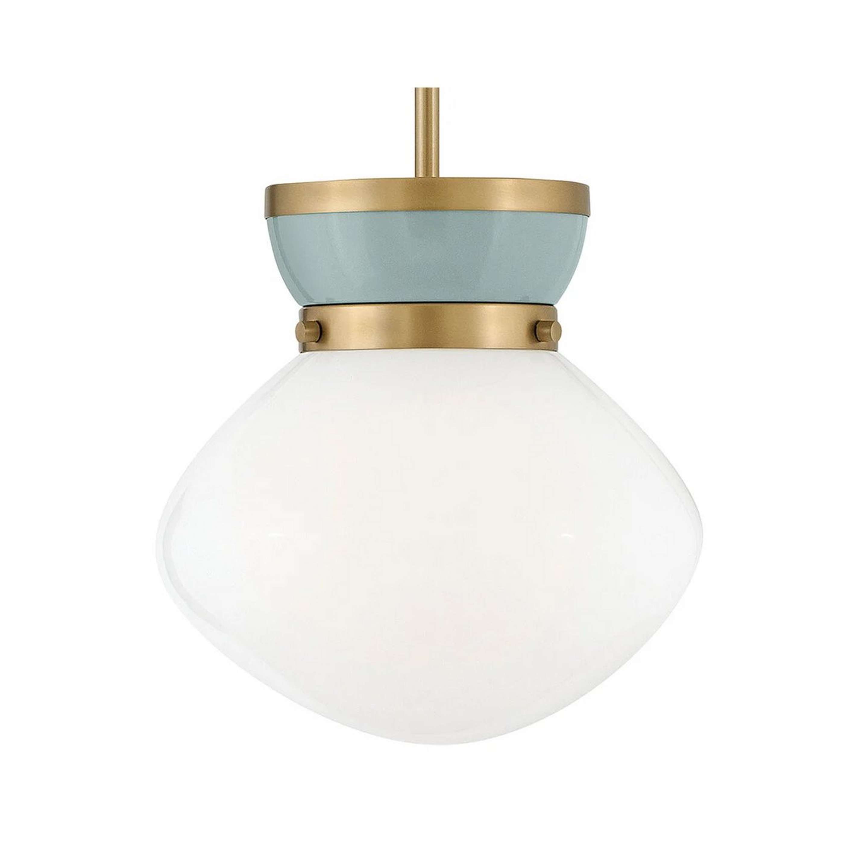 A Baltic Pendant with Satin Brass / Seafoam / Opal Glass color