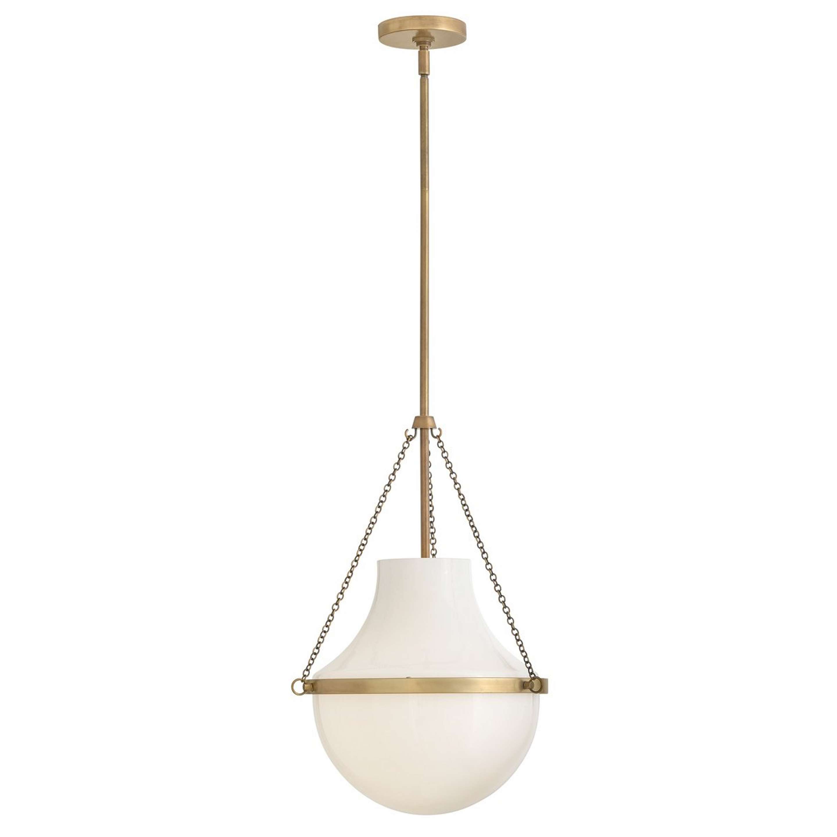 A Martiza Pendant - Small with Aged Brass / Opal Glass color