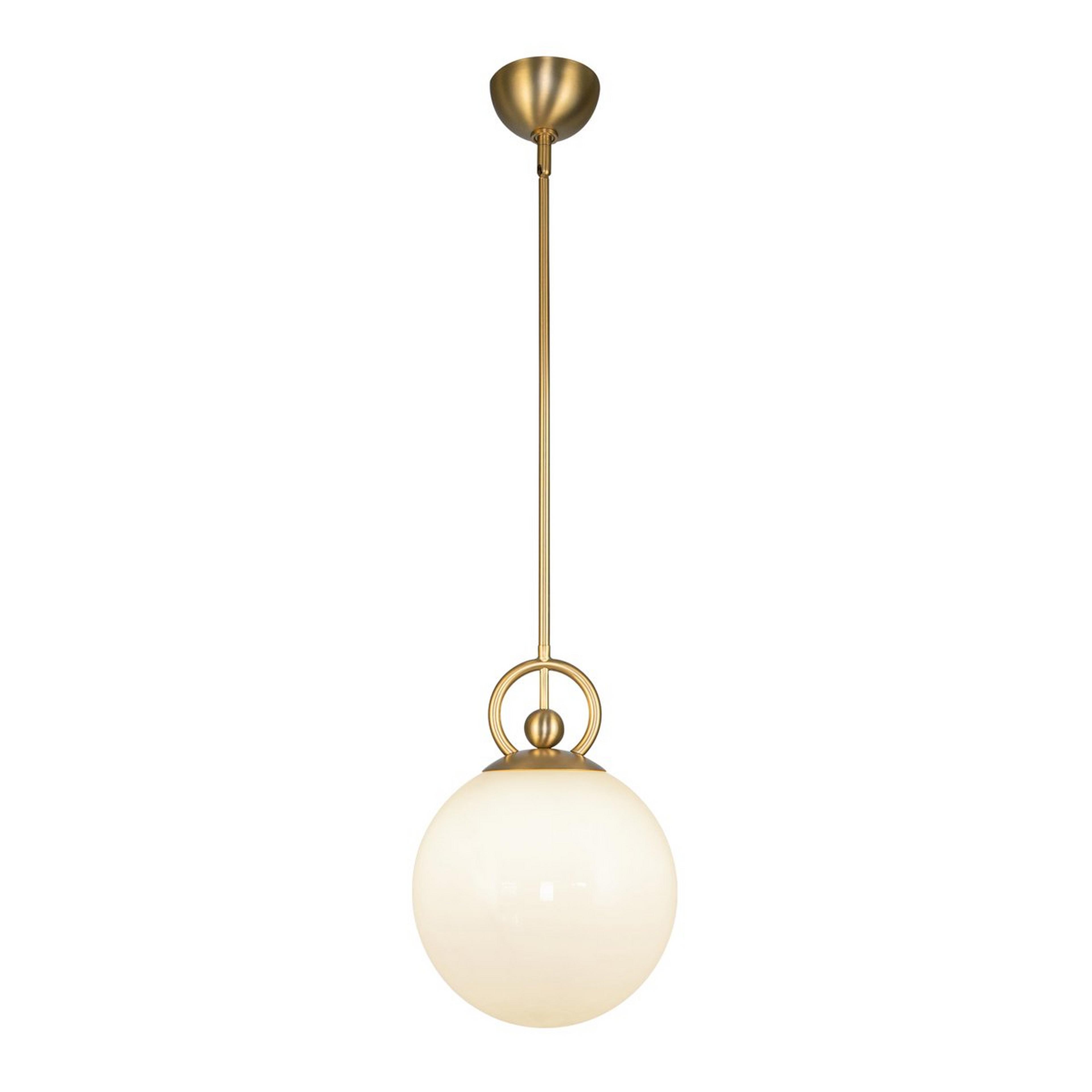 A Andante Globe Pendant with Brushed Gold / White Glass color