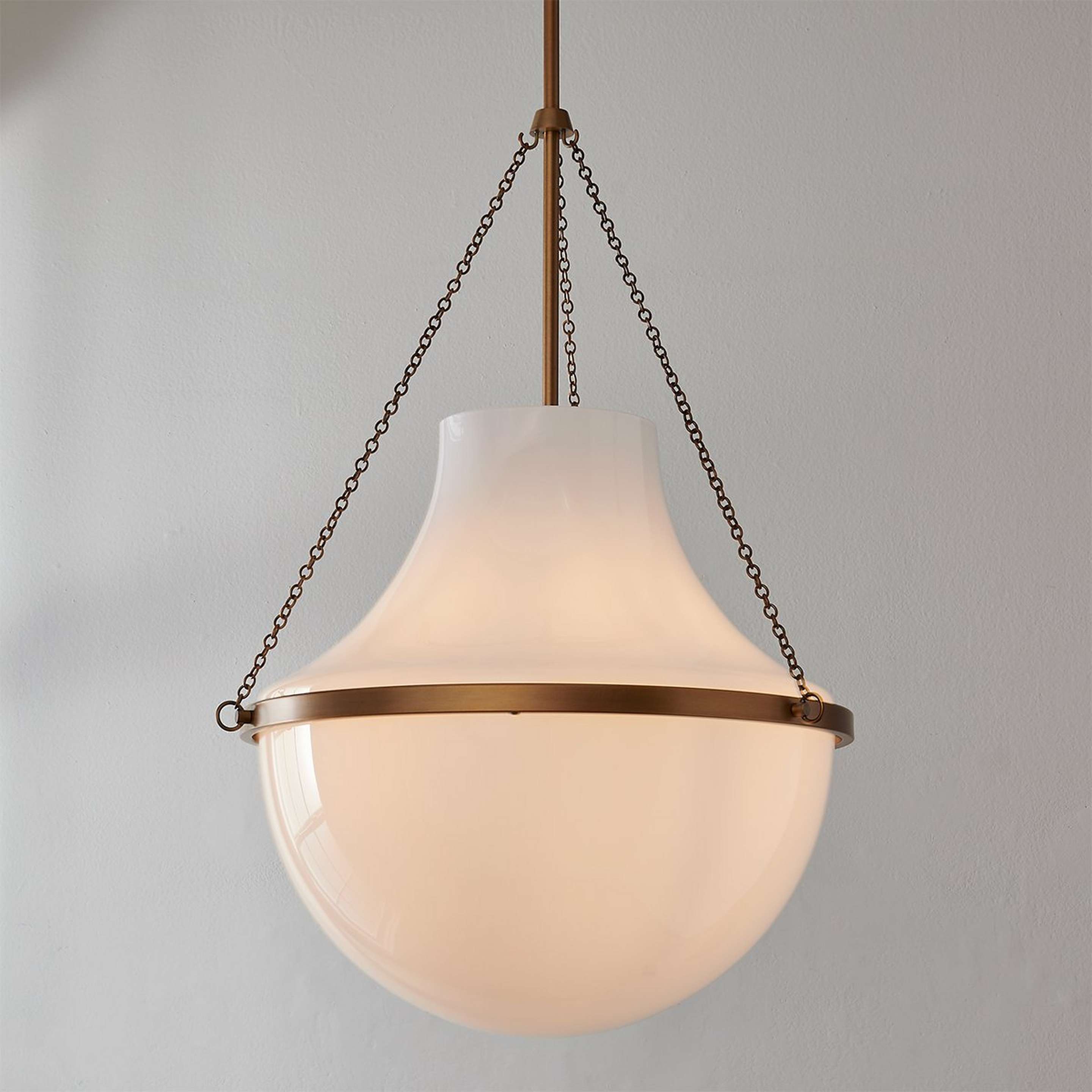 A Martiza Pendant - Large with Aged Brass / Opal Glass color